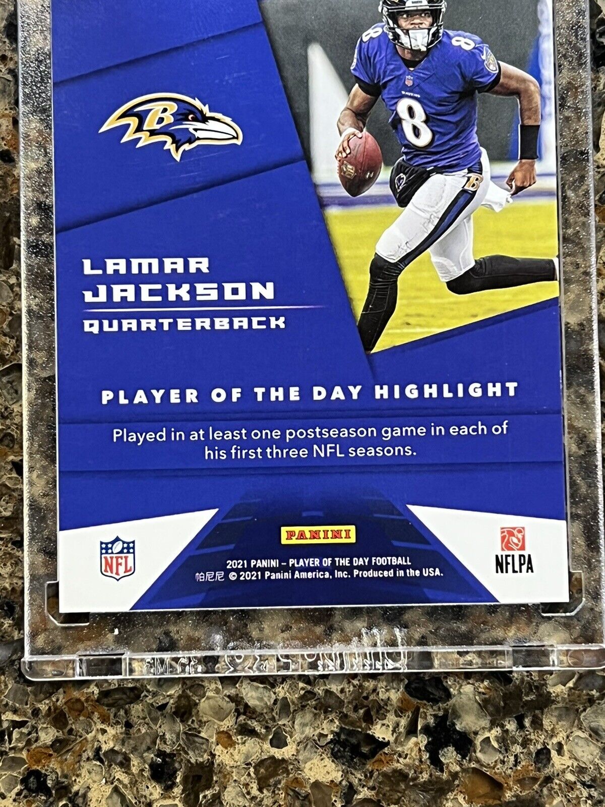 Lamar Jackson 2021 Panini Player of the Day KABOOM #74/99 Ravens Super Rare SSP