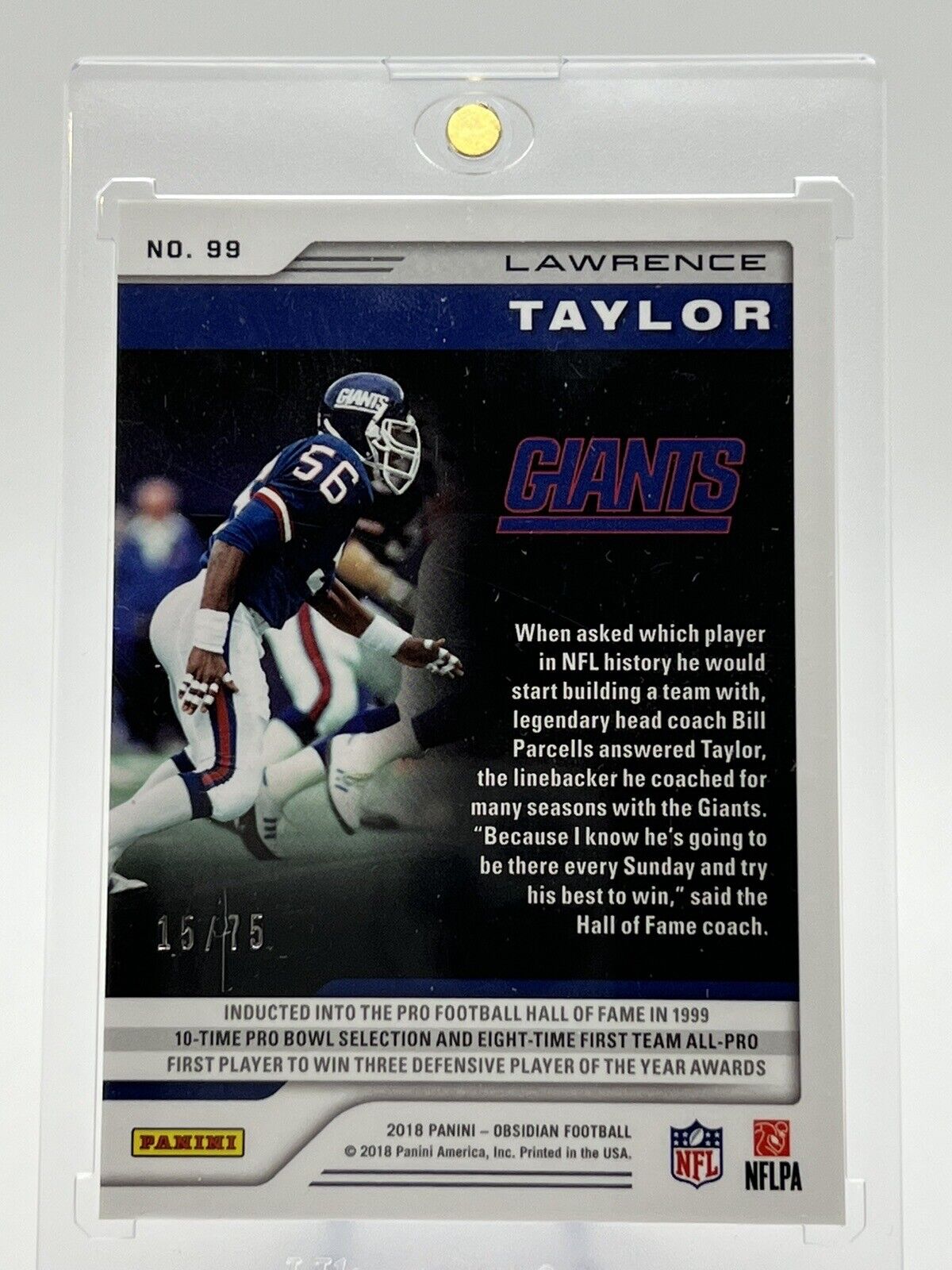 Lawrence Taylor 2018 Panini Obsidian Football Refractor 15/75 Rare Gem Mint SSP