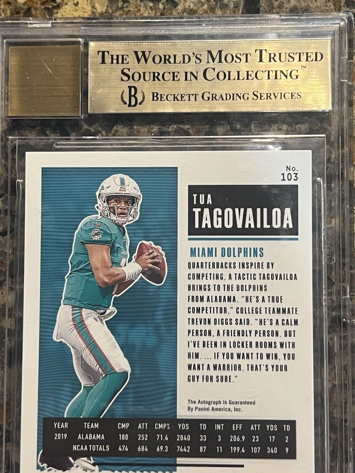 Tua Tagovailoa RC 2020 Panini Contenders Playoff Ticket Autograph #48/99 BGS 9.5