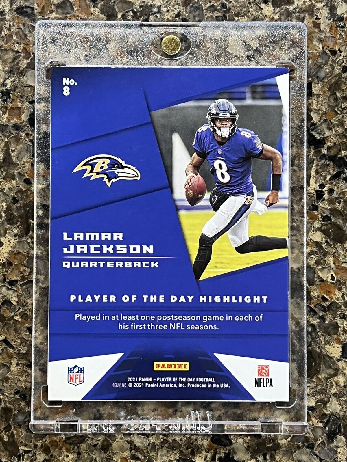 Lamar Jackson 2021 Panini Player of the Day KABOOM #74/99 Ravens Super Rare SSP