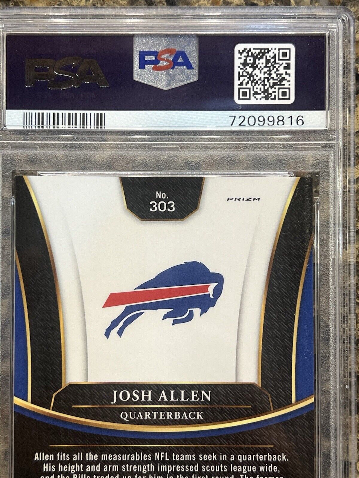 Josh Allen 2017 Panini Select '18 NFL Draft XRC Prizm Redemption MINT PSA 9 RARE