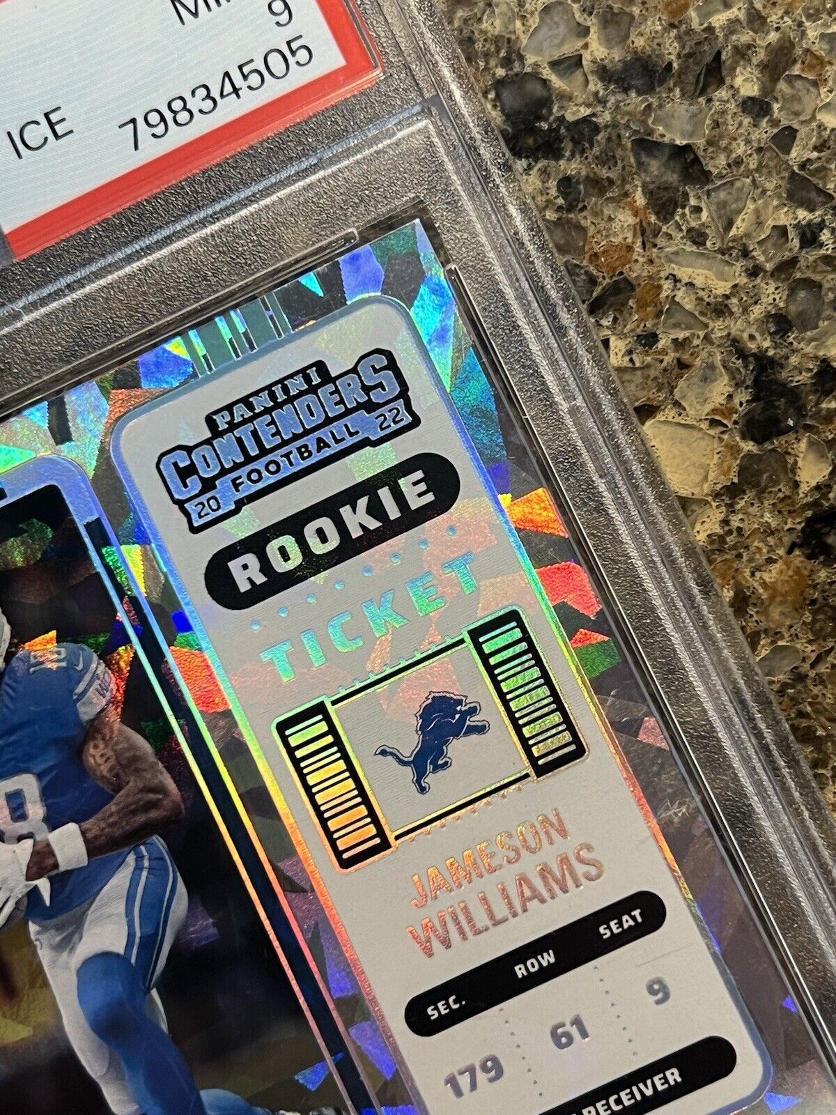 2022 Contenders Jameson Williams Rookie Ticket Autograph Cracked Ice 19/22 PSA 9