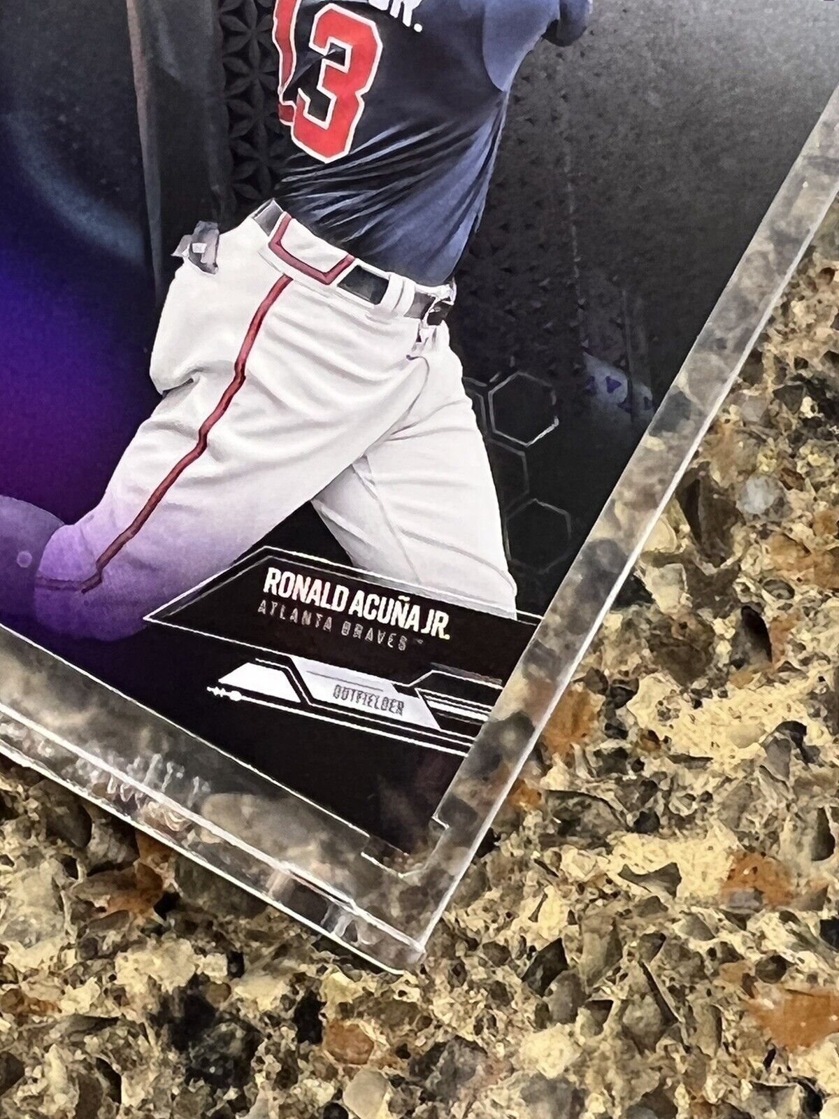 Ronald Acuna Jr. 2021 Topps Chrome Black PURPLE REFRACTOR 073/150 Gem Mint SSP