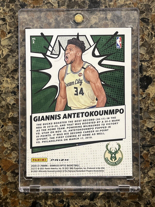 Giannis Antetokounmpo 2020-21 Panini Donruss Optic MY HOUSE! Holo Prizm Gem Mint