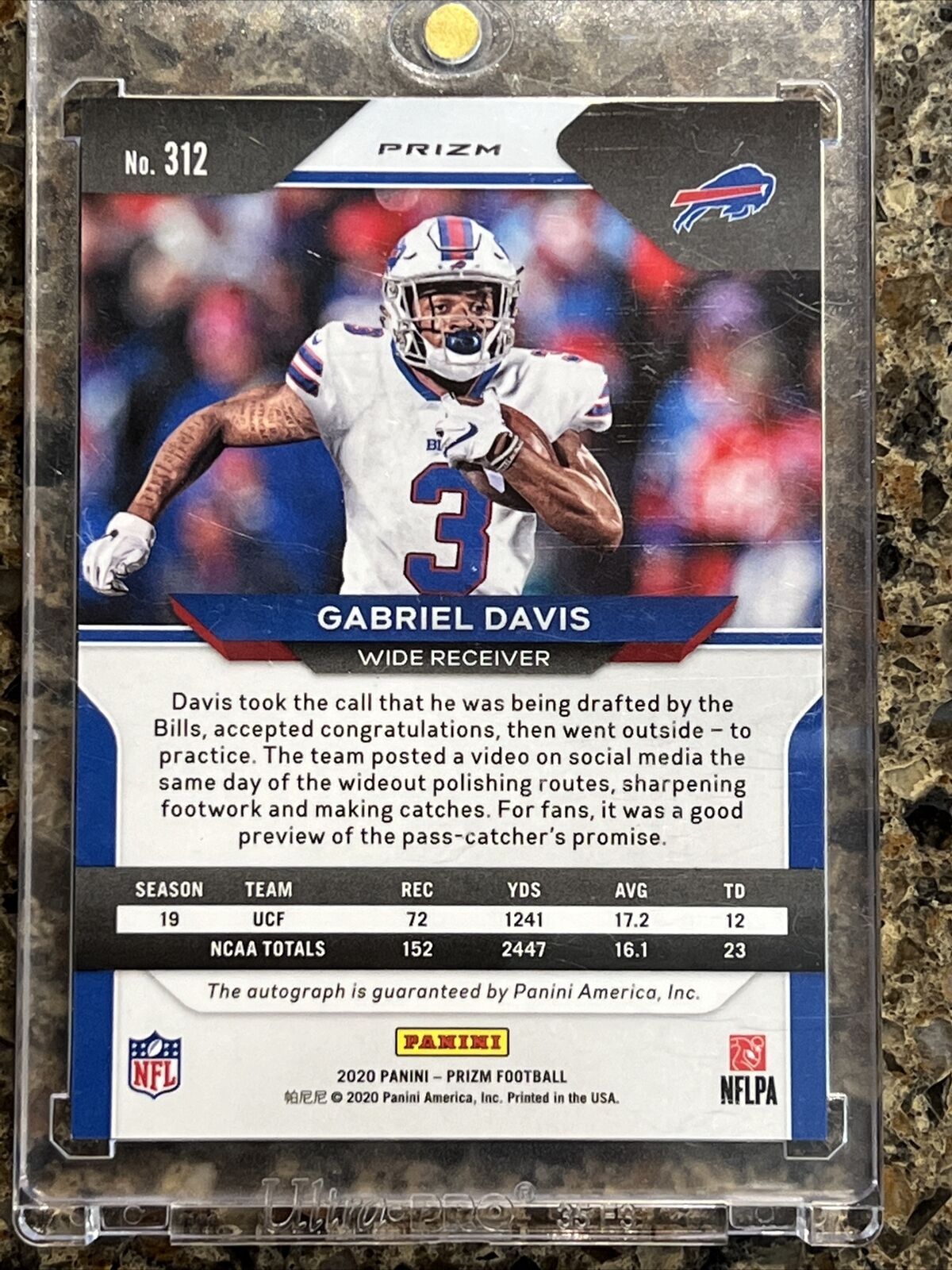 Gabriel Davis RC 2020 Panini Prizm Green Pulsar Prizm Buffalo Bills Rookie Auto