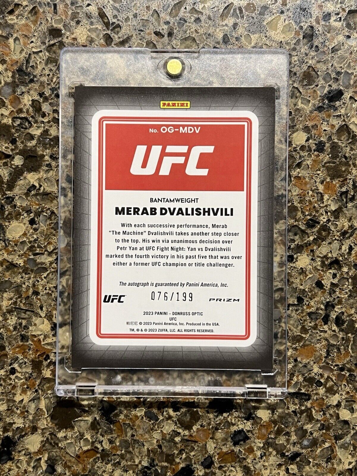 2023 Panini Donruss Optic UFC Merab Dvalishvili Auto Opti-Graphs Red Prizm #/199