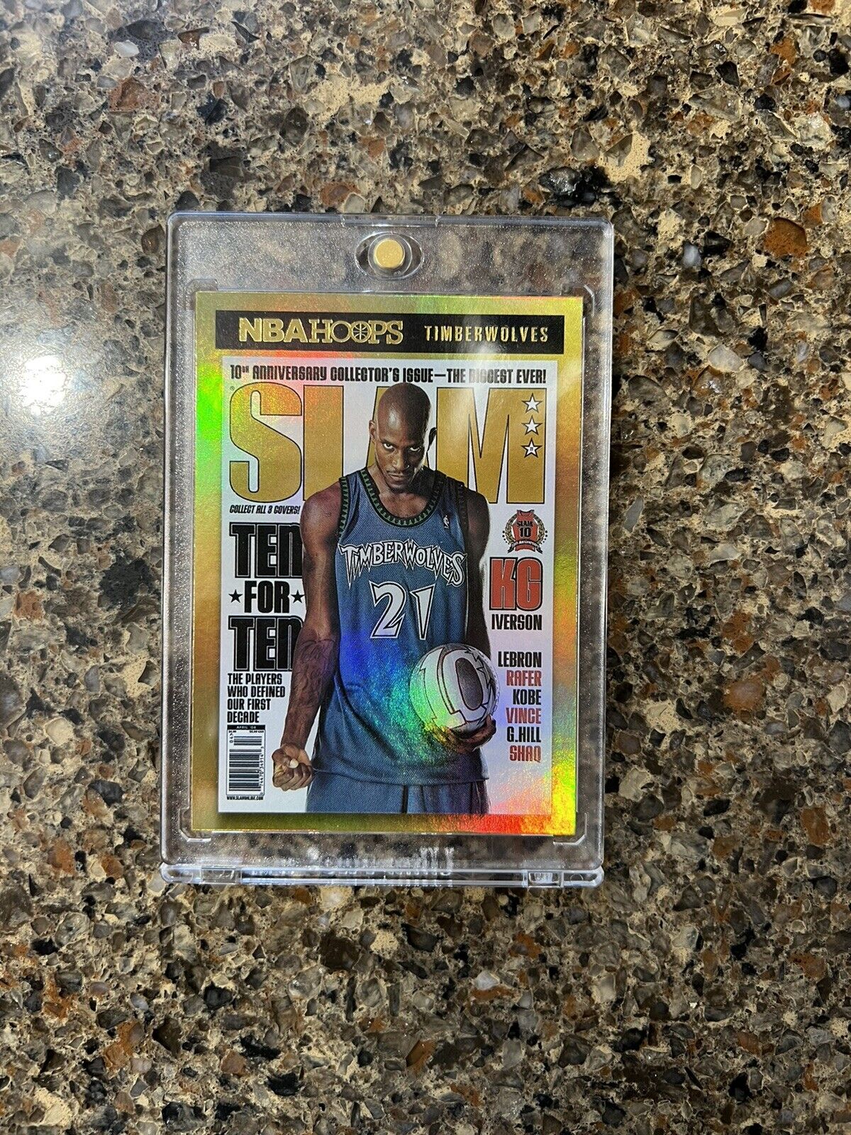 Panini Hoops NBA SLAM Gold Holo Refractor FRAMED Includes Kobe Steph Shaq LeBron