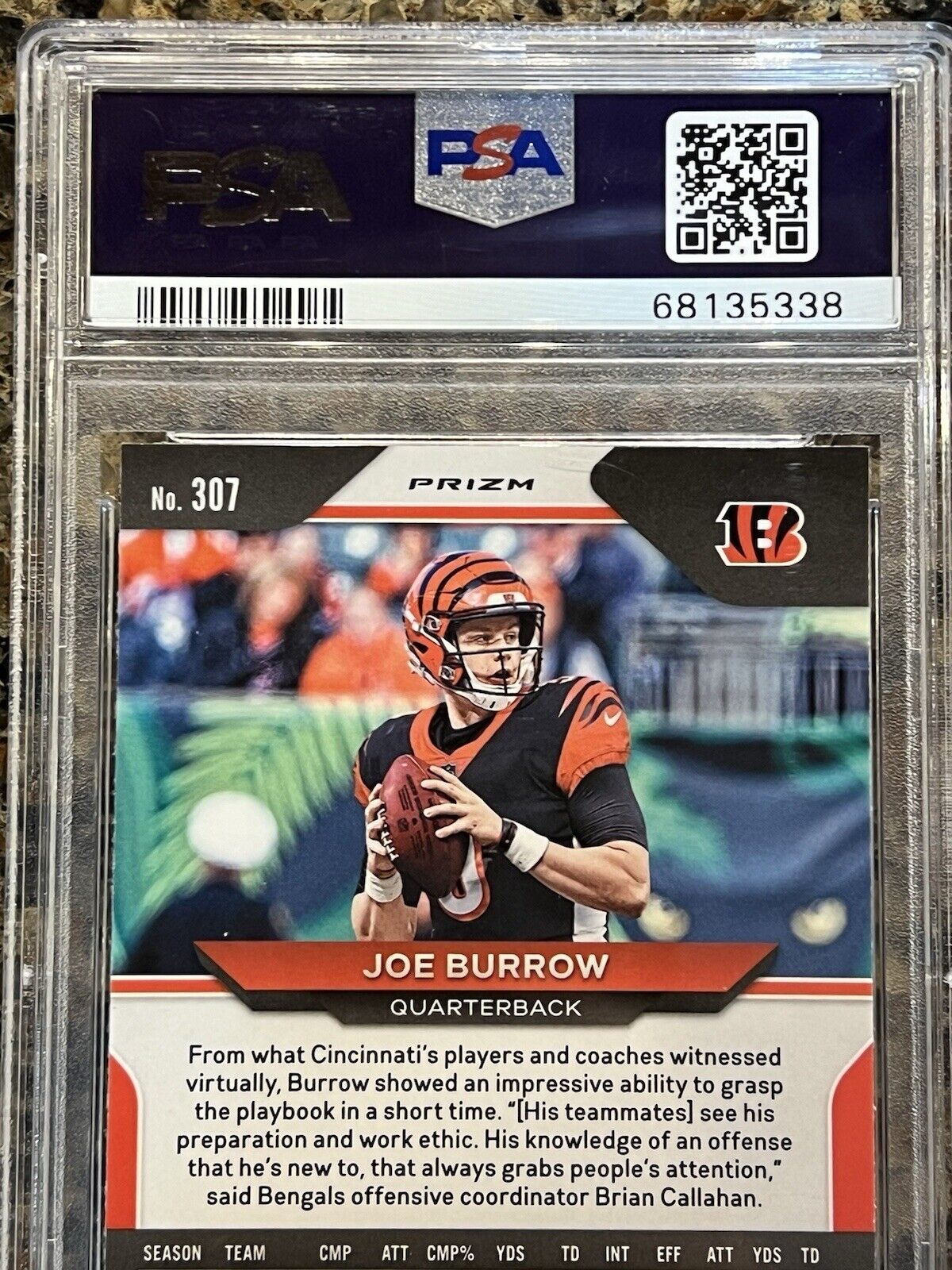 Joe Burrow RC 2020 Panini Prizm SP - No Huddle Prizm Variation PSA 9 Mint Rookie