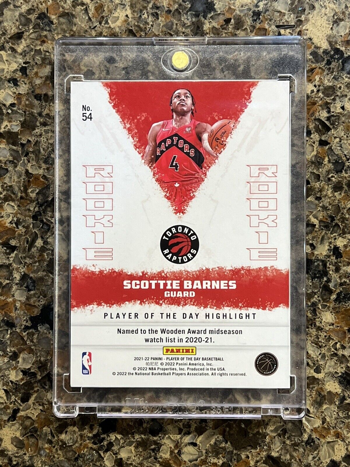 Scottie Barnes RC 2021 Panini NBA Player of the Day KABOOM 86/99 SSP Mint Rookie