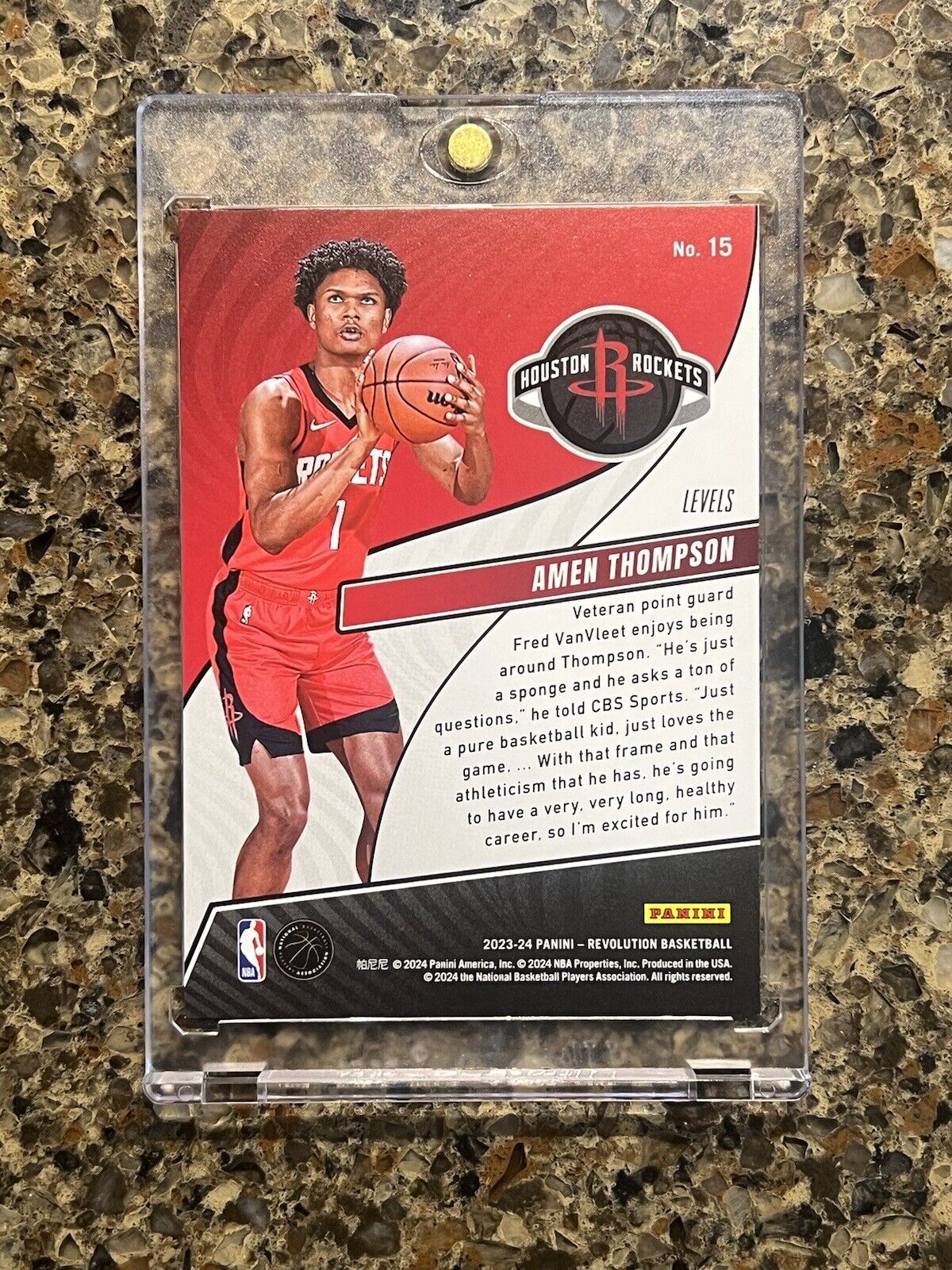 Amen Thompson RC 2023-24 Panini Rookie Revolution Levels Mojo Holo Rookie Card