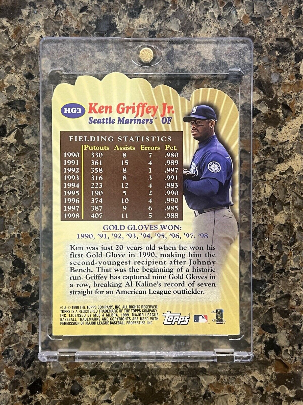 Ken Griffey Jr. 1999 Topps HANDS OF GOLD Die-Cut Embossed Seattle Mariners HOF