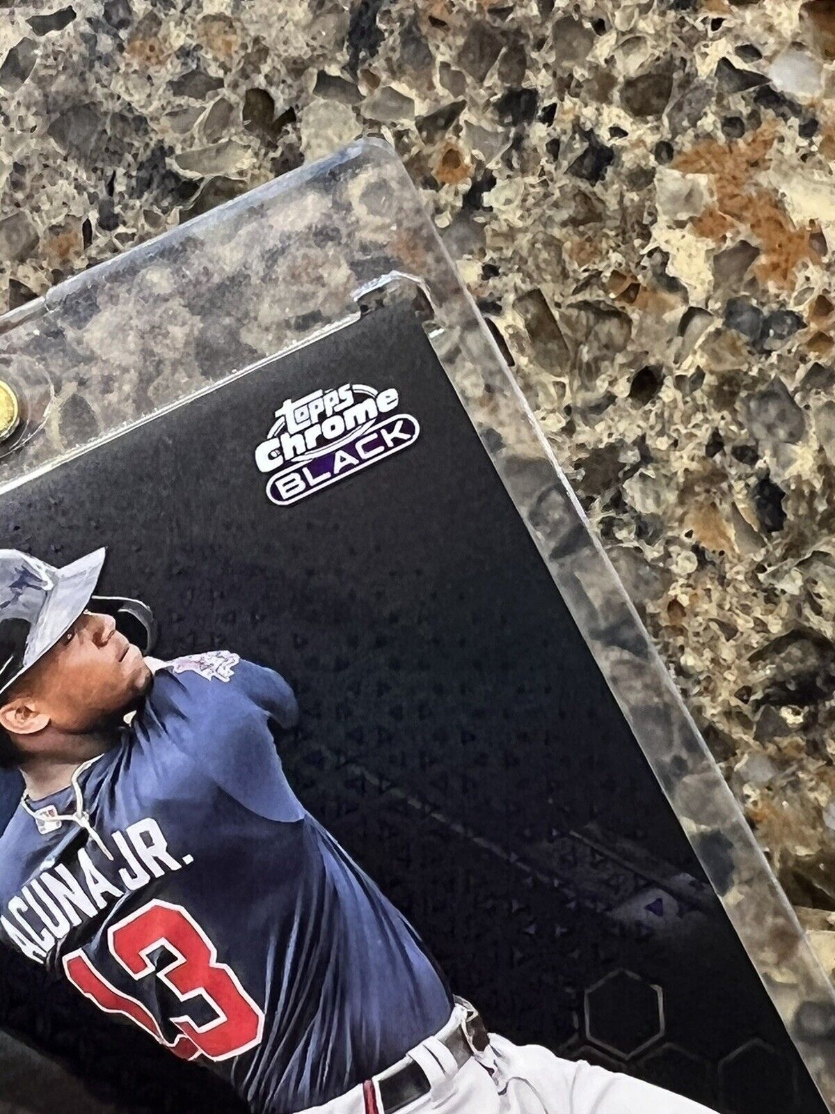 Ronald Acuna Jr. 2021 Topps Chrome Black PURPLE REFRACTOR 073/150 Gem Mint SSP