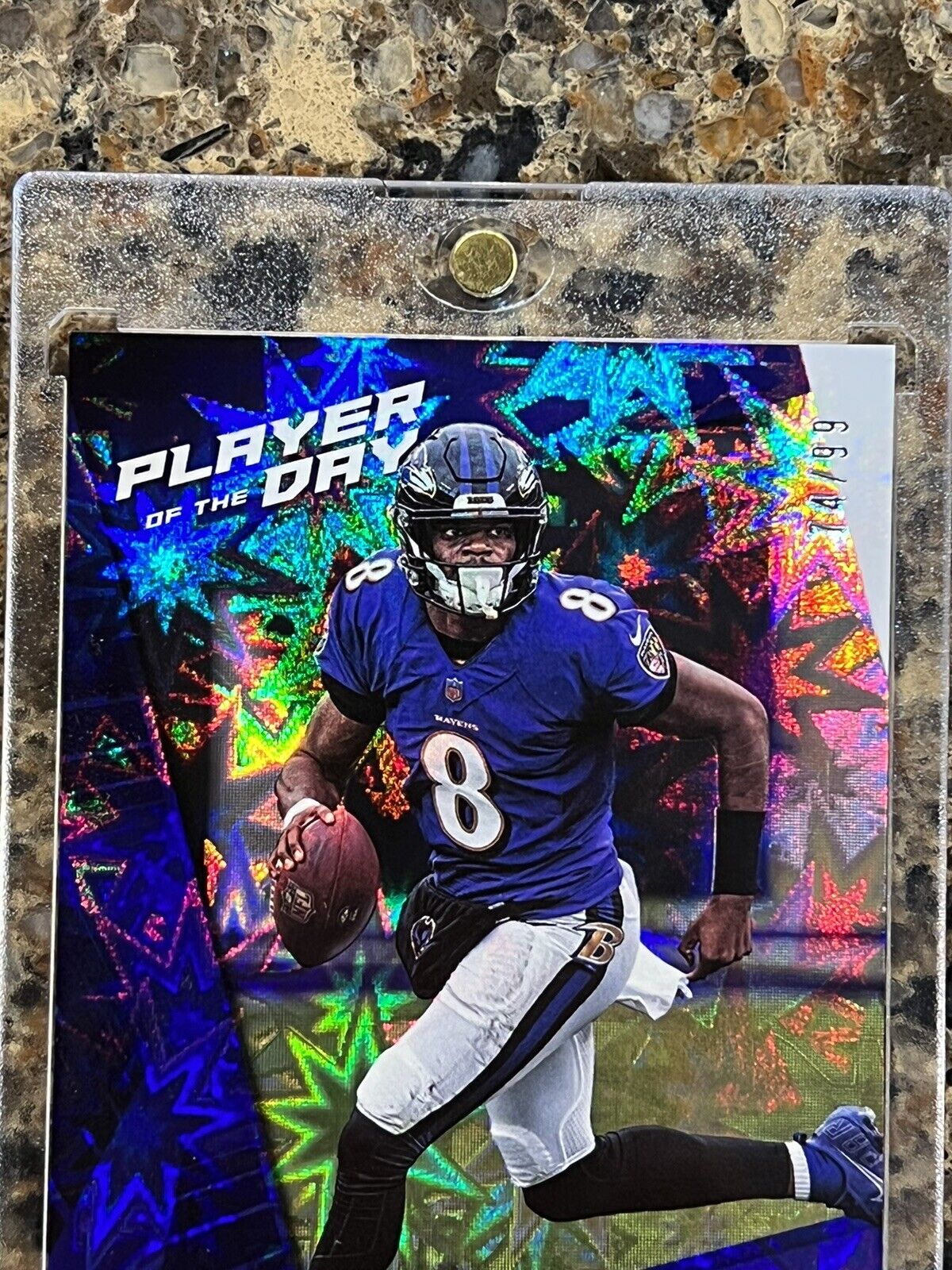 Lamar Jackson 2021 Panini Player of the Day KABOOM #74/99 Ravens Super Rare SSP