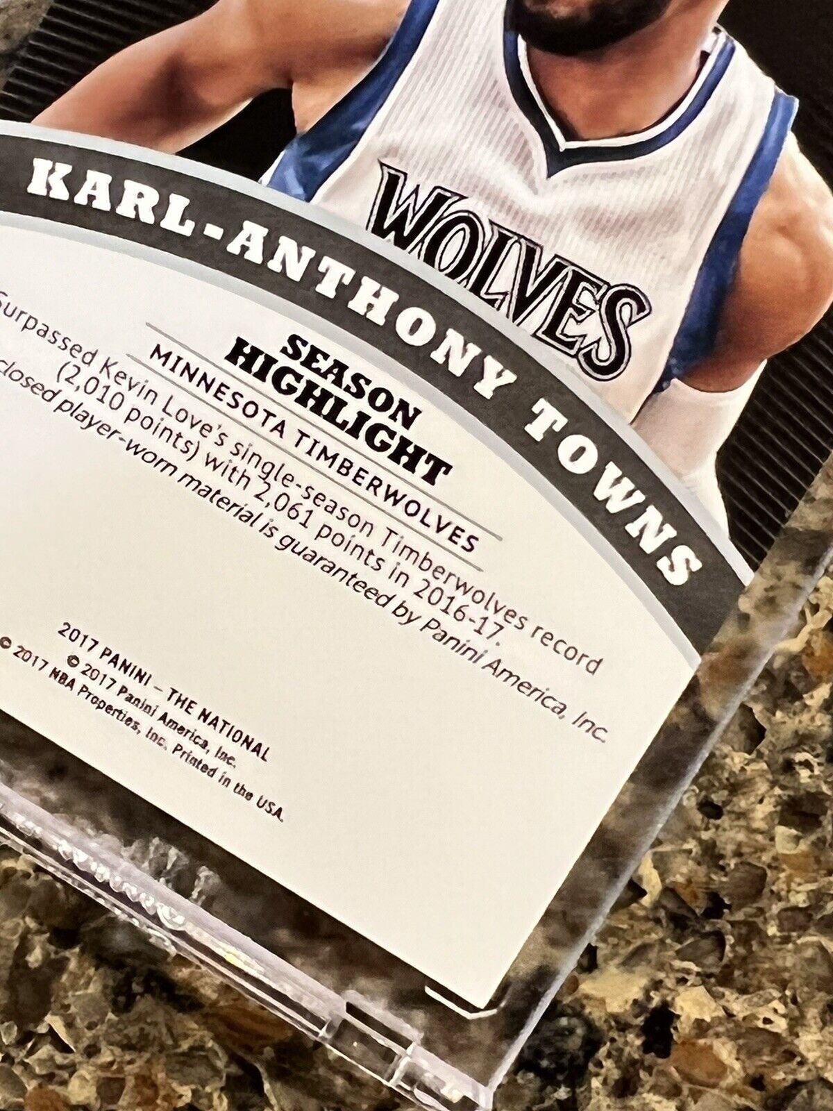 Karl-Anthony Towns 2017 Panini The National Black Prizm Laundry Tag ONE OF ONE!!