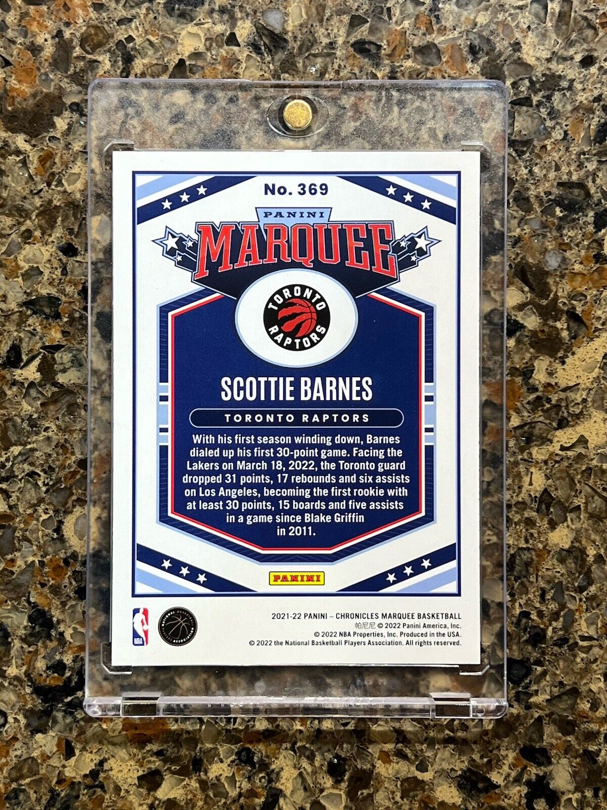 Scottie Barnes RC 2021-22 Panini Chronicles MARQUEE Refractor Gem Mint Rookie