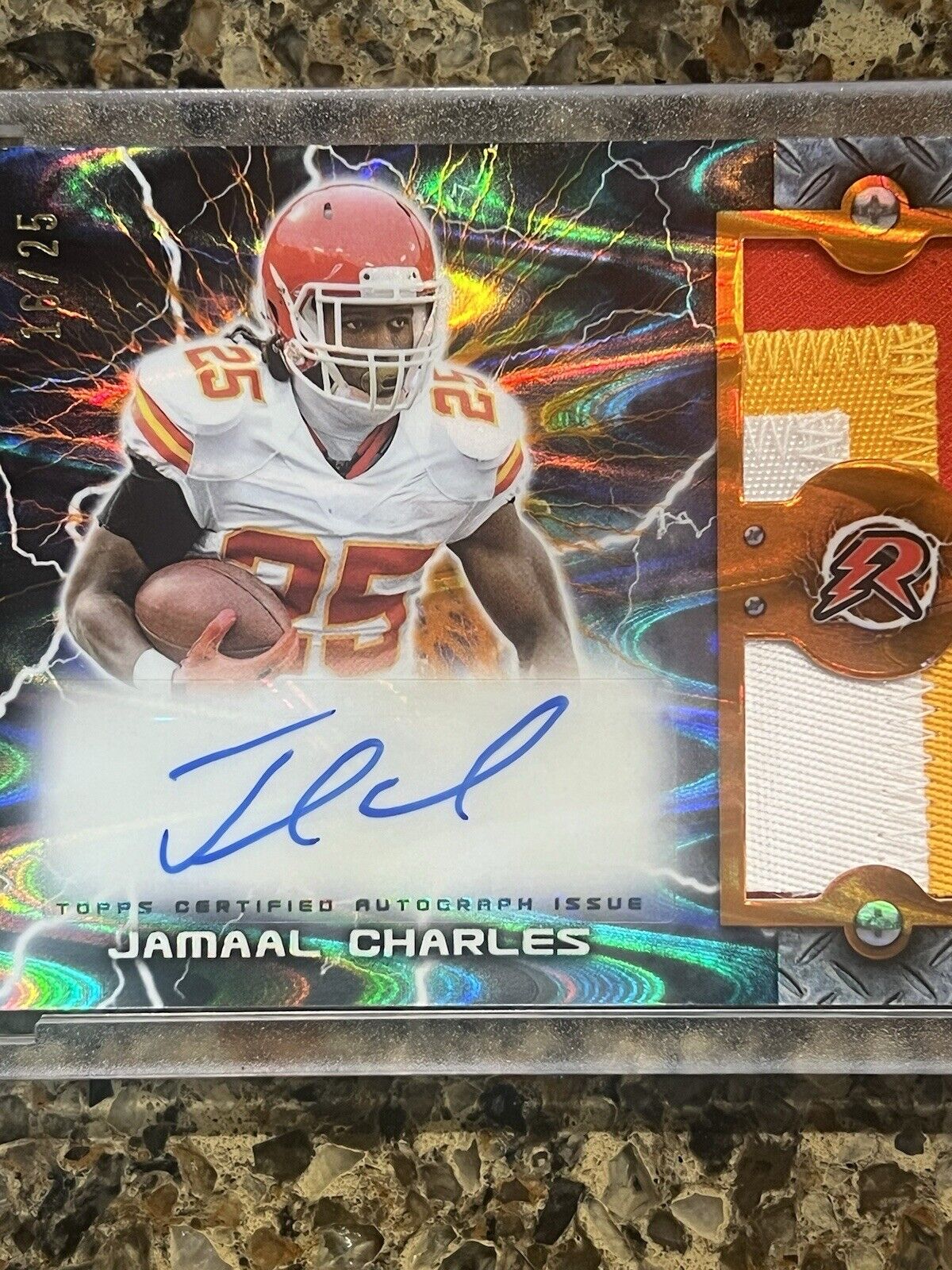 Jamaal Charles 2023-24 Topps Composite Amped Up Tri-Color Patch Autograph #16/25