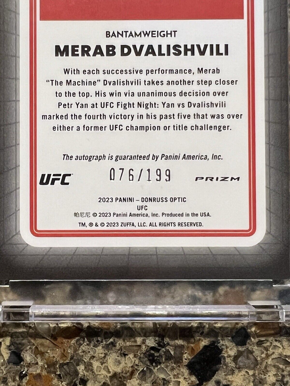 2023 Panini Donruss Optic UFC Merab Dvalishvili Auto Opti-Graphs Red Prizm #/199