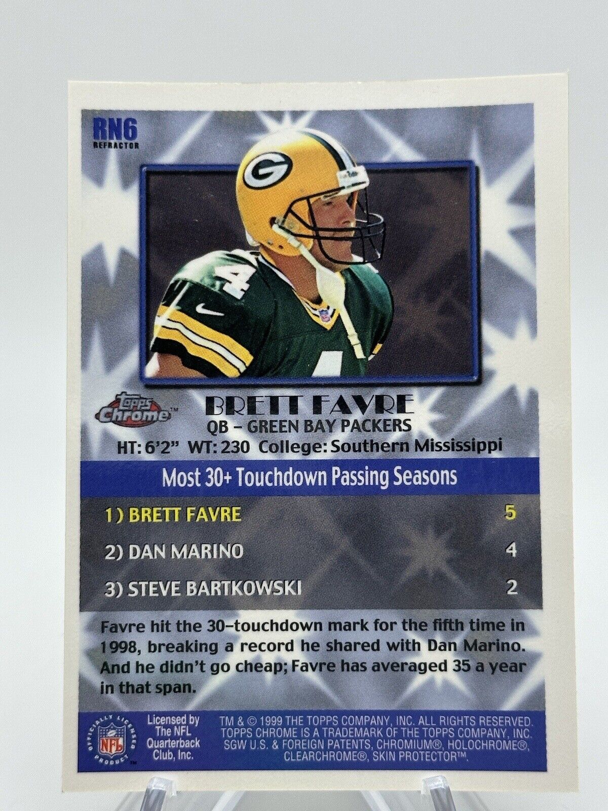 Brett Favre 1999 Topps Chrome Record Numbers Refractor Packers HOF Gem Mint SSP