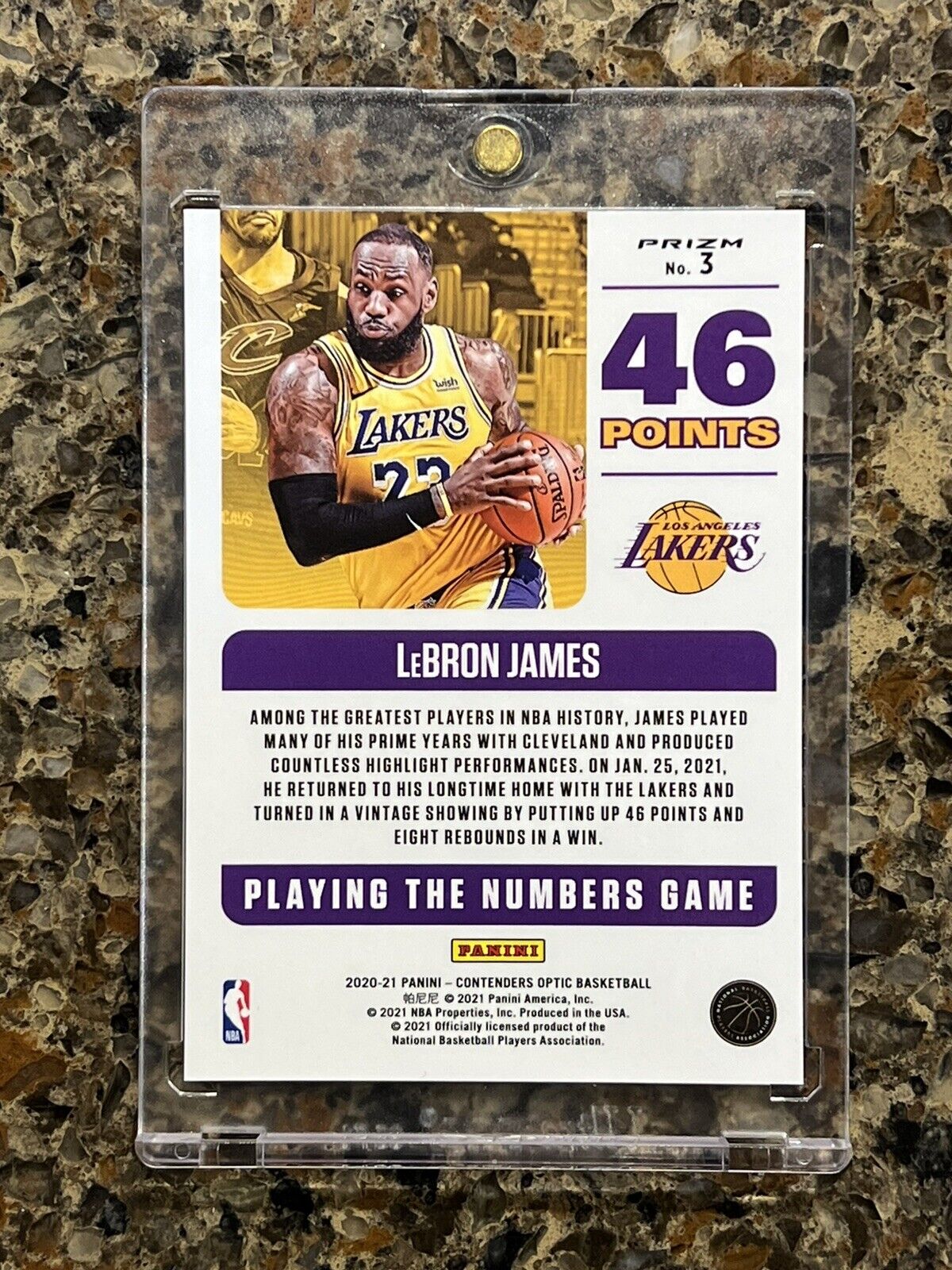 LeBron James 2020-21 Panini Optic Prizm Playing The Numbers 46 POINTS Gem Mint