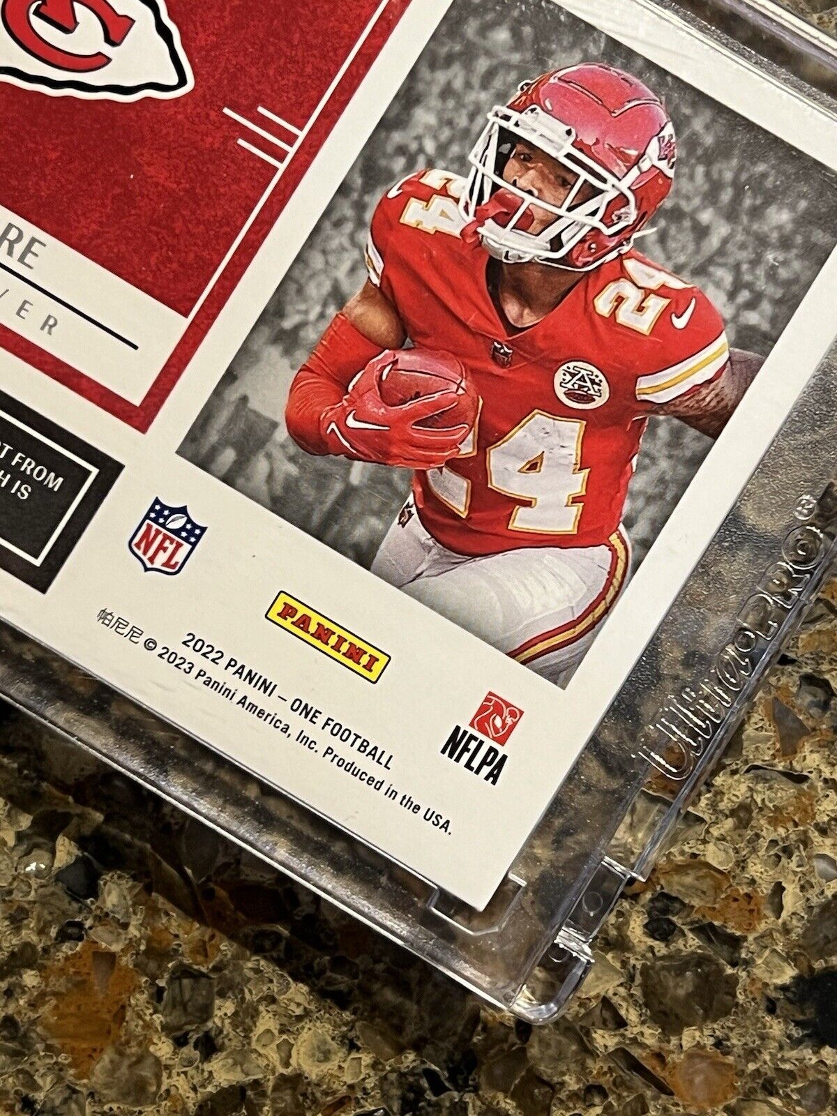 Skyy Moore 2022 Panini One Rookie Dual Patch On Card AUTO 31/49 SSP - KC Chiefs