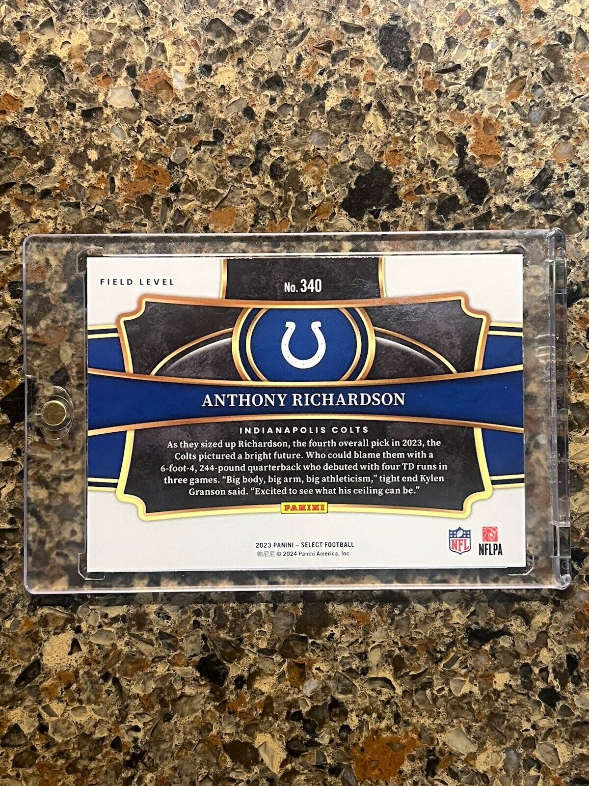 2023 Panini Select Anthony Richardson Field Level Rookie Card #340 Colts (RC)