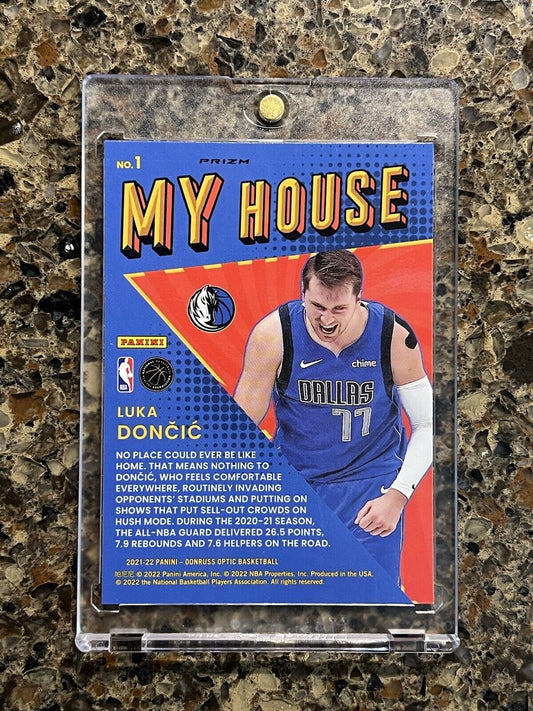 Luka Doncic 2021-22 Panini Donruss Optic MY HOUSE Purple Prizm Holo Gem Mint