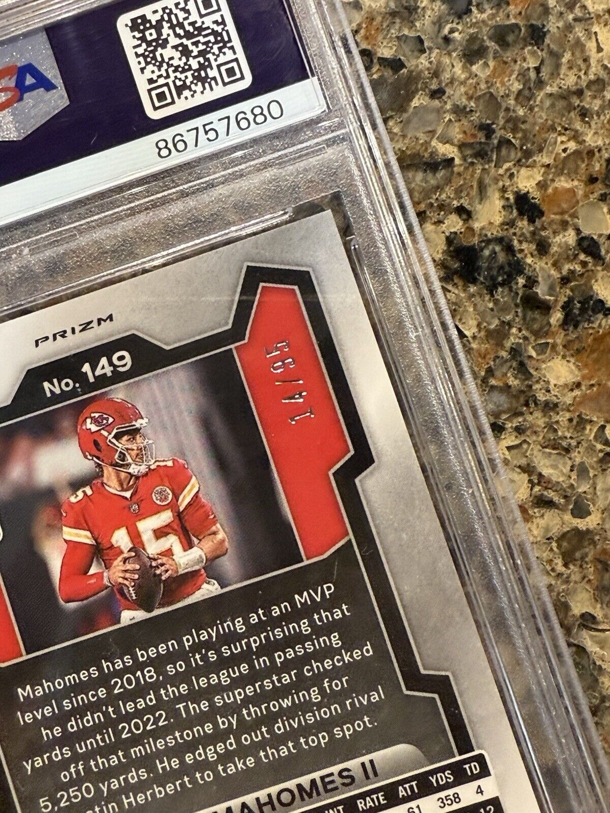 2023 Panini Prizm Patrick Mahomes II No Huddle Blue Disco #14/95 Gem Mint PSA 10