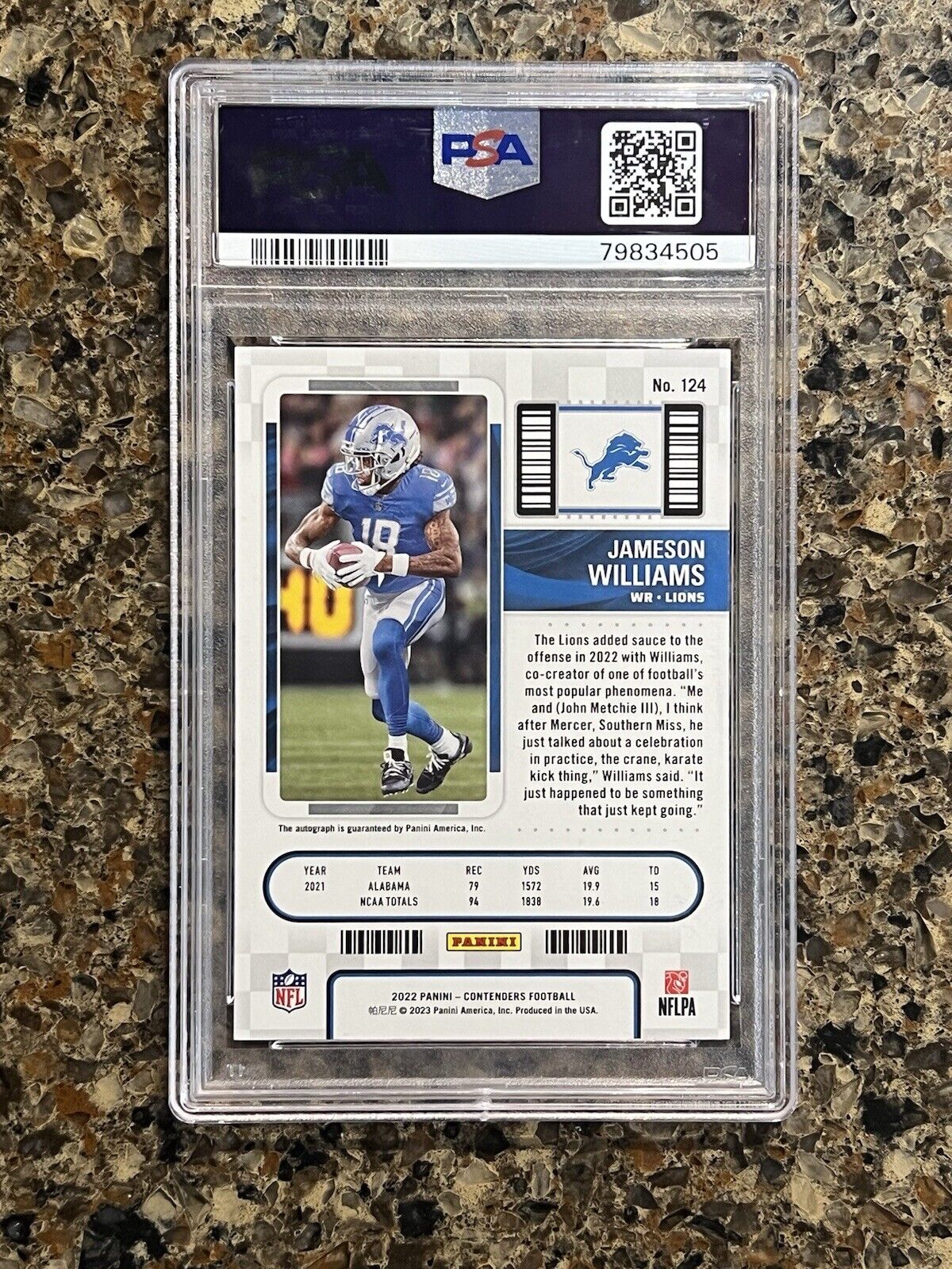 2022 Contenders Jameson Williams Rookie Ticket Autograph Cracked Ice 19/22 PSA 9