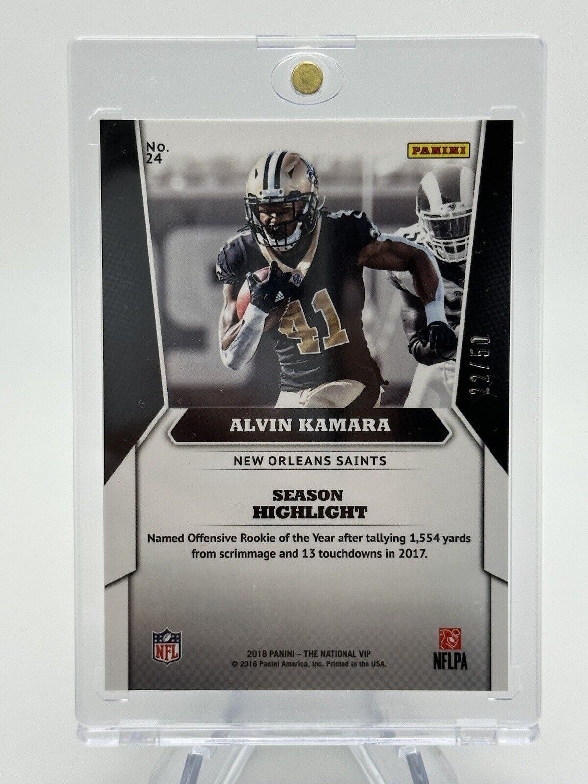 Alvin Kamara 2018 Panini The National VIP Cracked Ice Refractor 22/50 GEM MINT