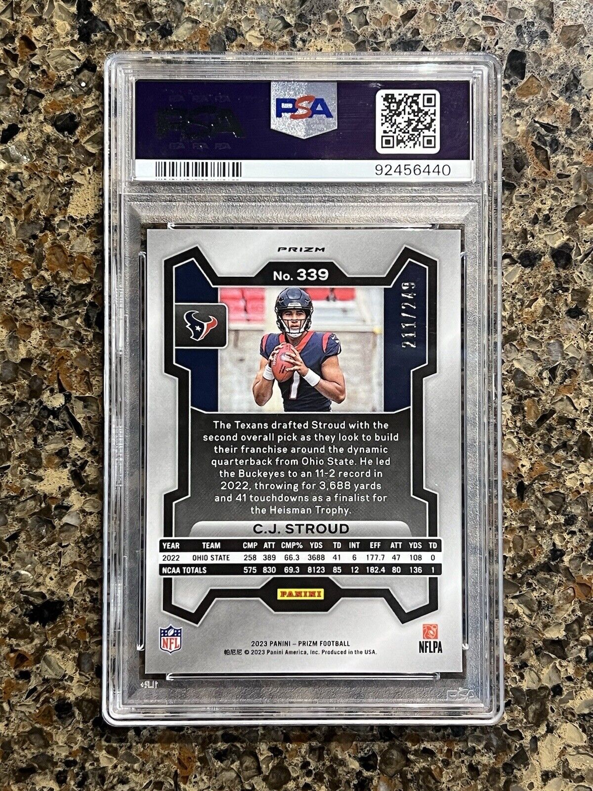 2023 Panini Prizm CJ Stroud Orange #211/249 RC #339 Texans Rookie PSA 9 🔥📈