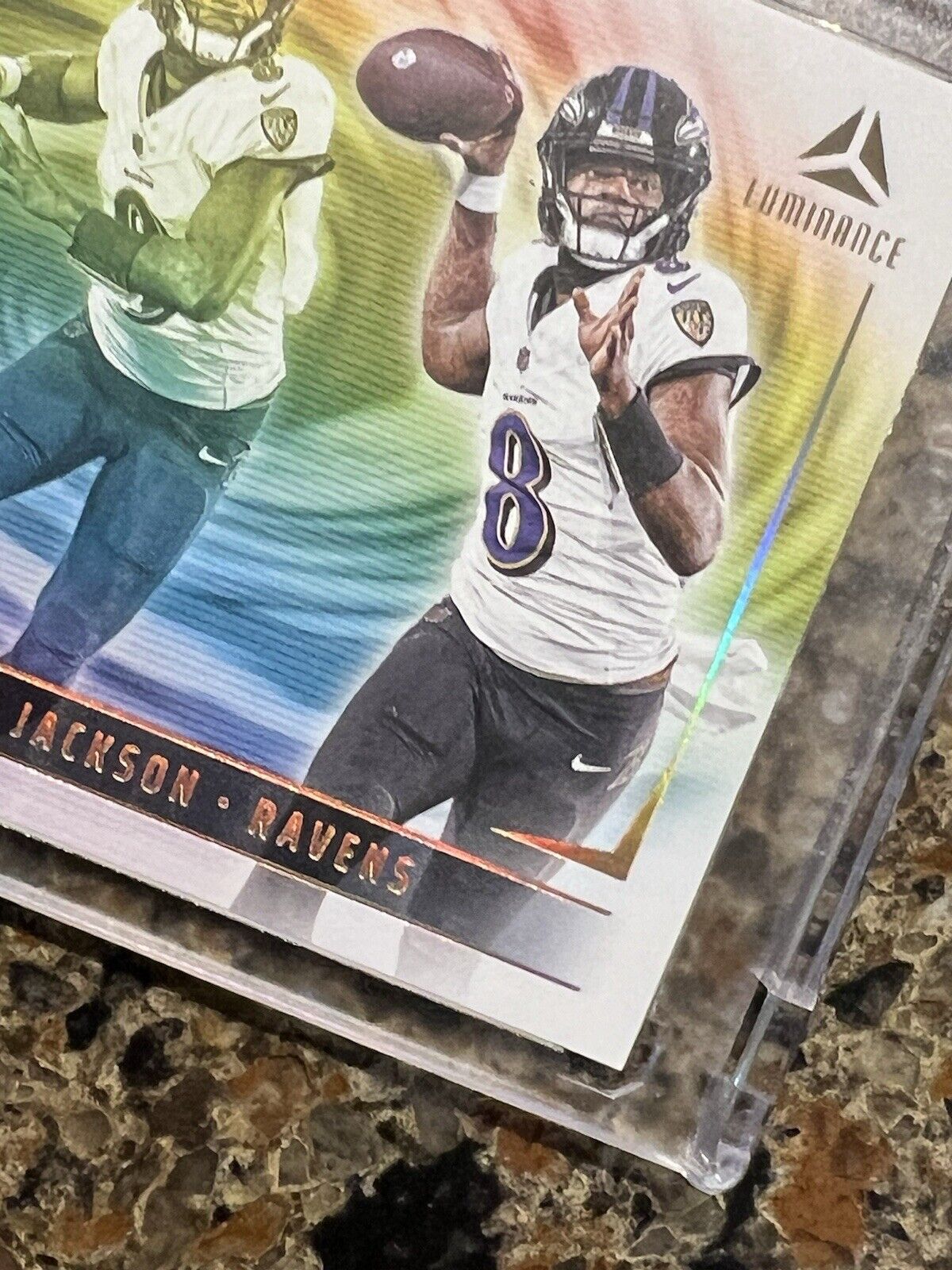 LAMAR JACKSON 2024 Panini Luminance GOLD VESTIGE RAINBOW HURRICANE SP Ravens MVP