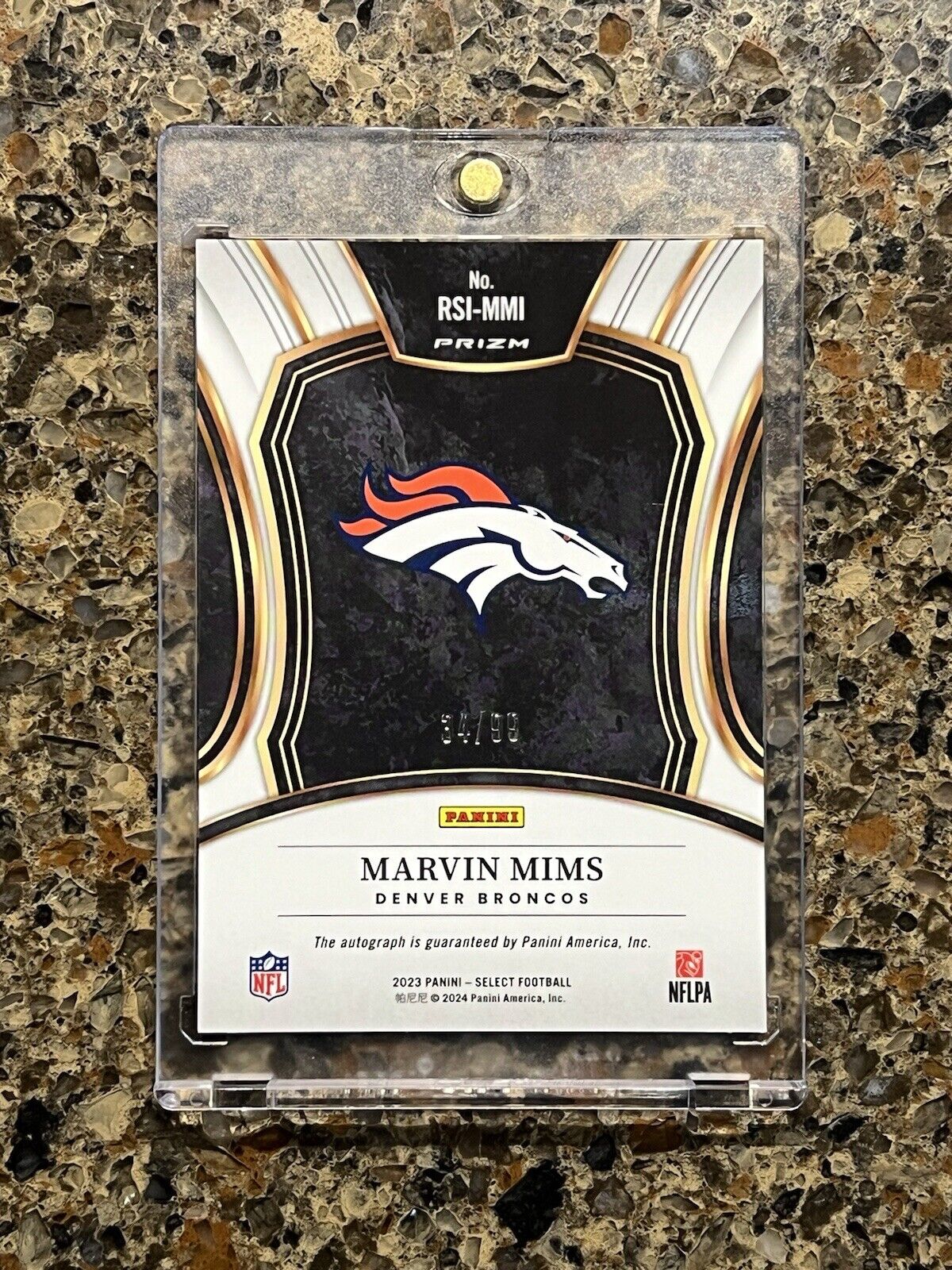 2023 Panini Select Marvin Mims RC Auto Blue /99 Prizm SP #RSI-MMI Denver Broncos