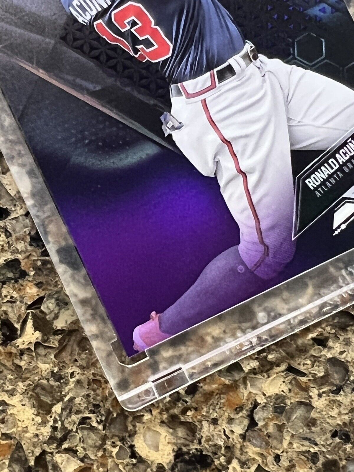 Ronald Acuna Jr. 2021 Topps Chrome Black PURPLE REFRACTOR 073/150 Gem Mint SSP