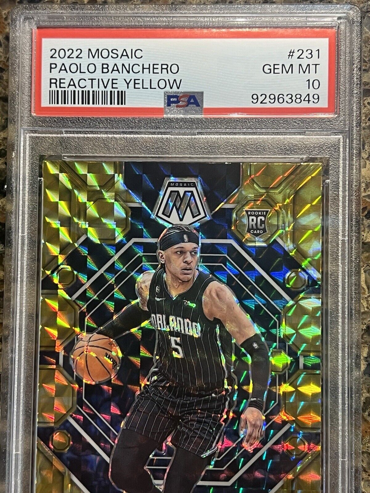 Paolo Banchero RC 2022-23 Panini Mosaic Reactive Yellow Prizm Gem Mint PSA 10