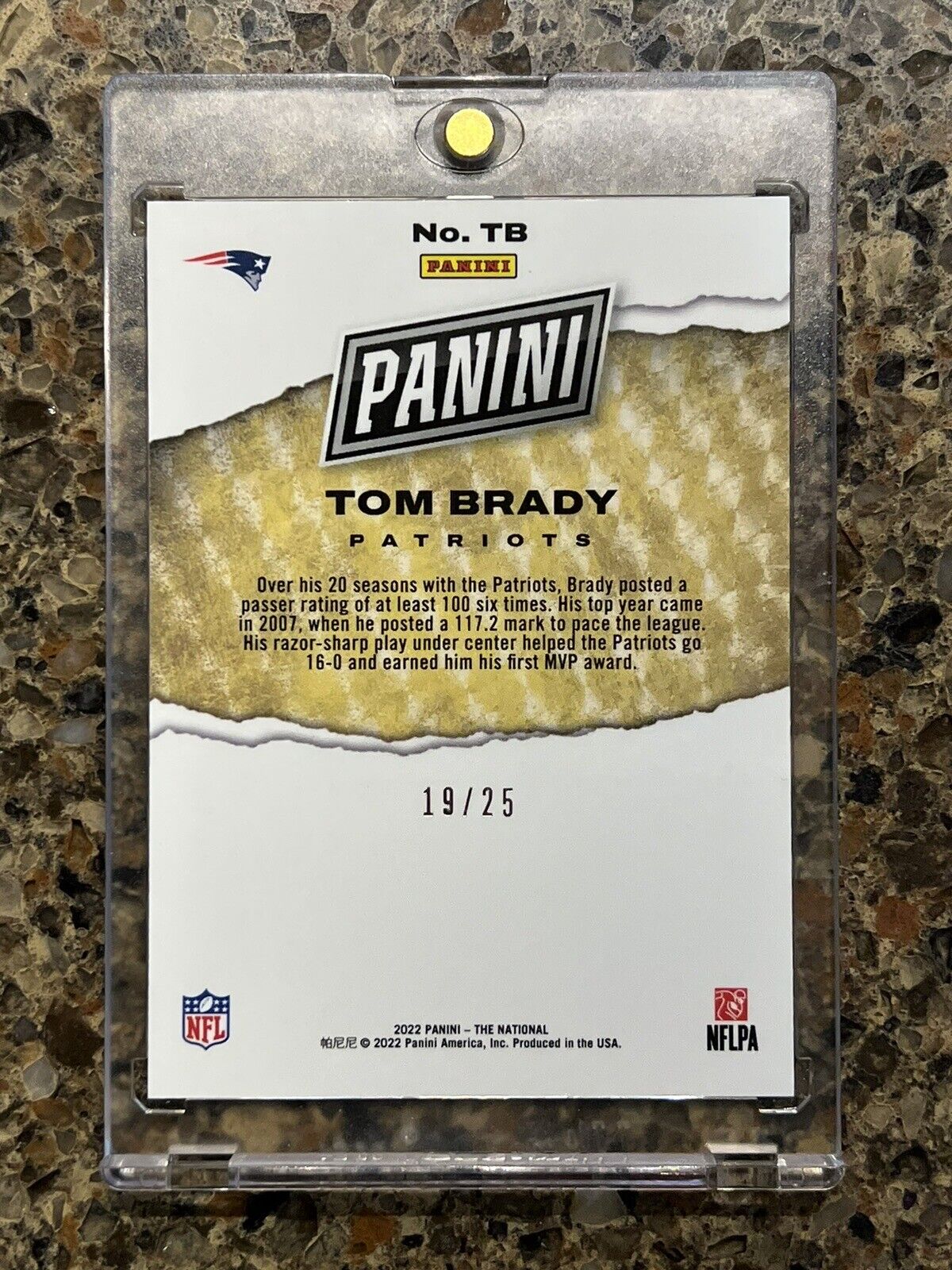 Tom Brady 2022 Panini The National SPLASH OF COLOR Silver Wave 19/25 Patriots SP