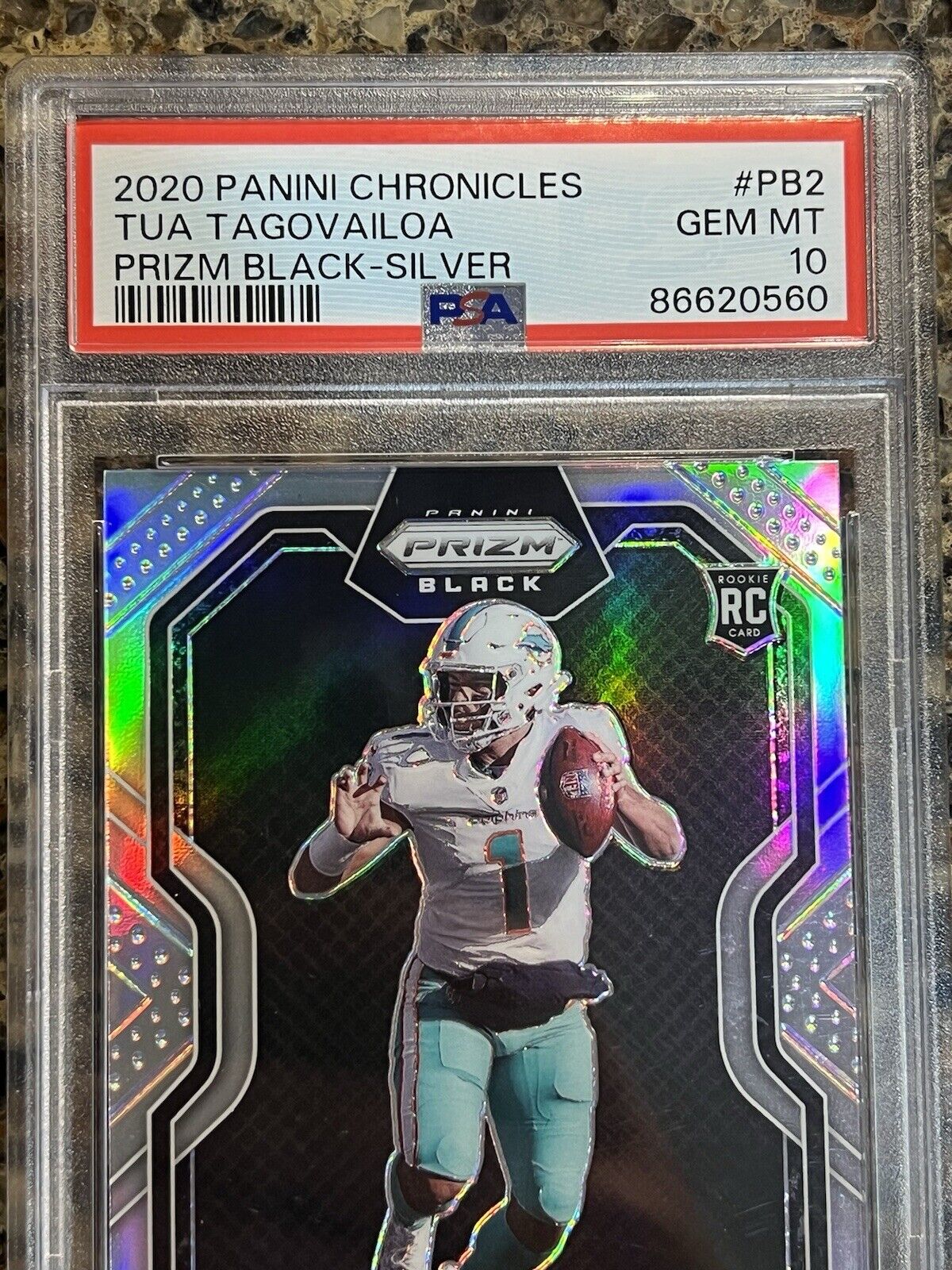 Tua Tagovailoa RC 2020 Panini Chronicles Prizm Black Silver Gem Mint PSA 10