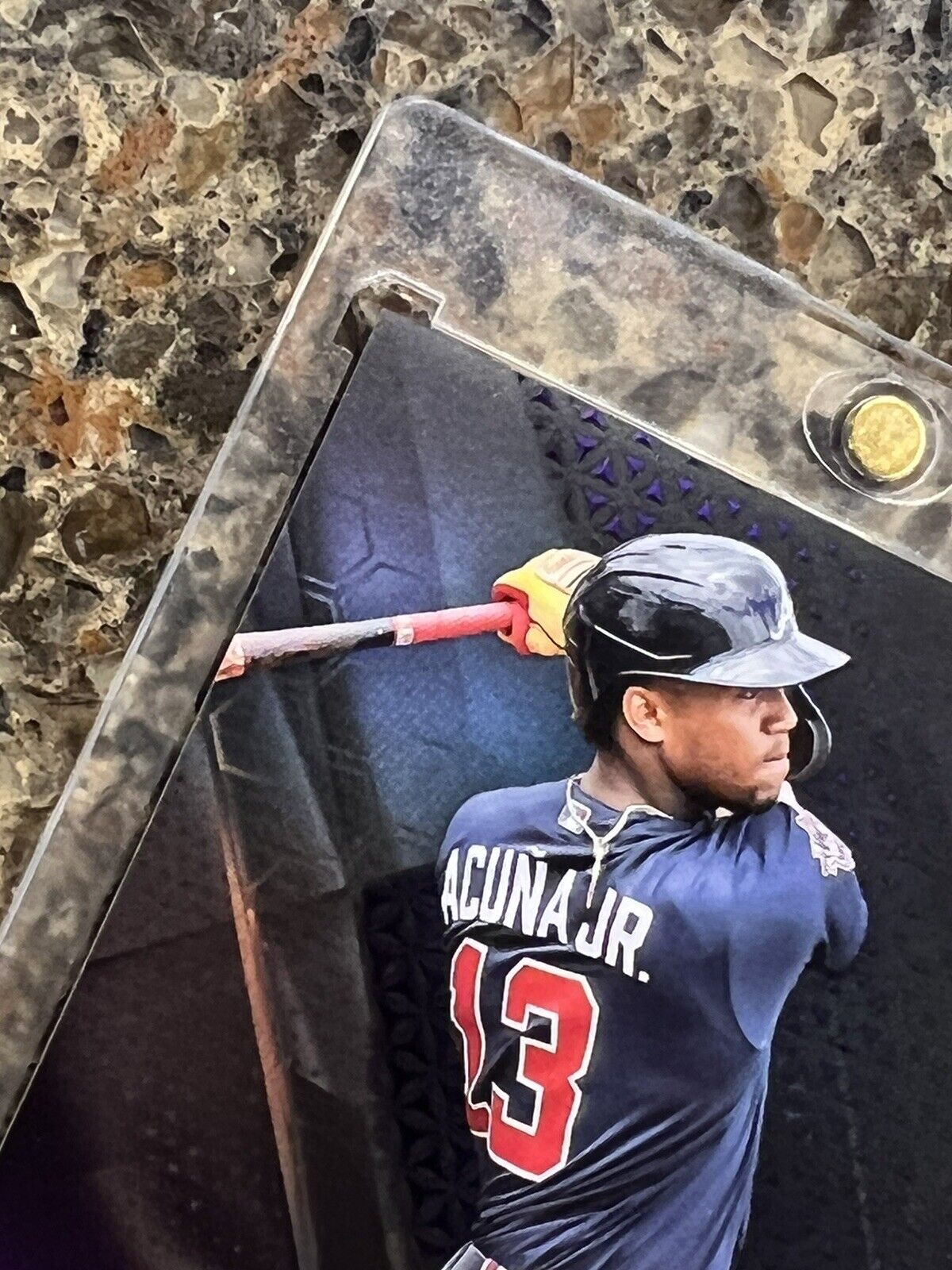 Ronald Acuna Jr. 2021 Topps Chrome Black PURPLE REFRACTOR 073/150 Gem Mint SSP