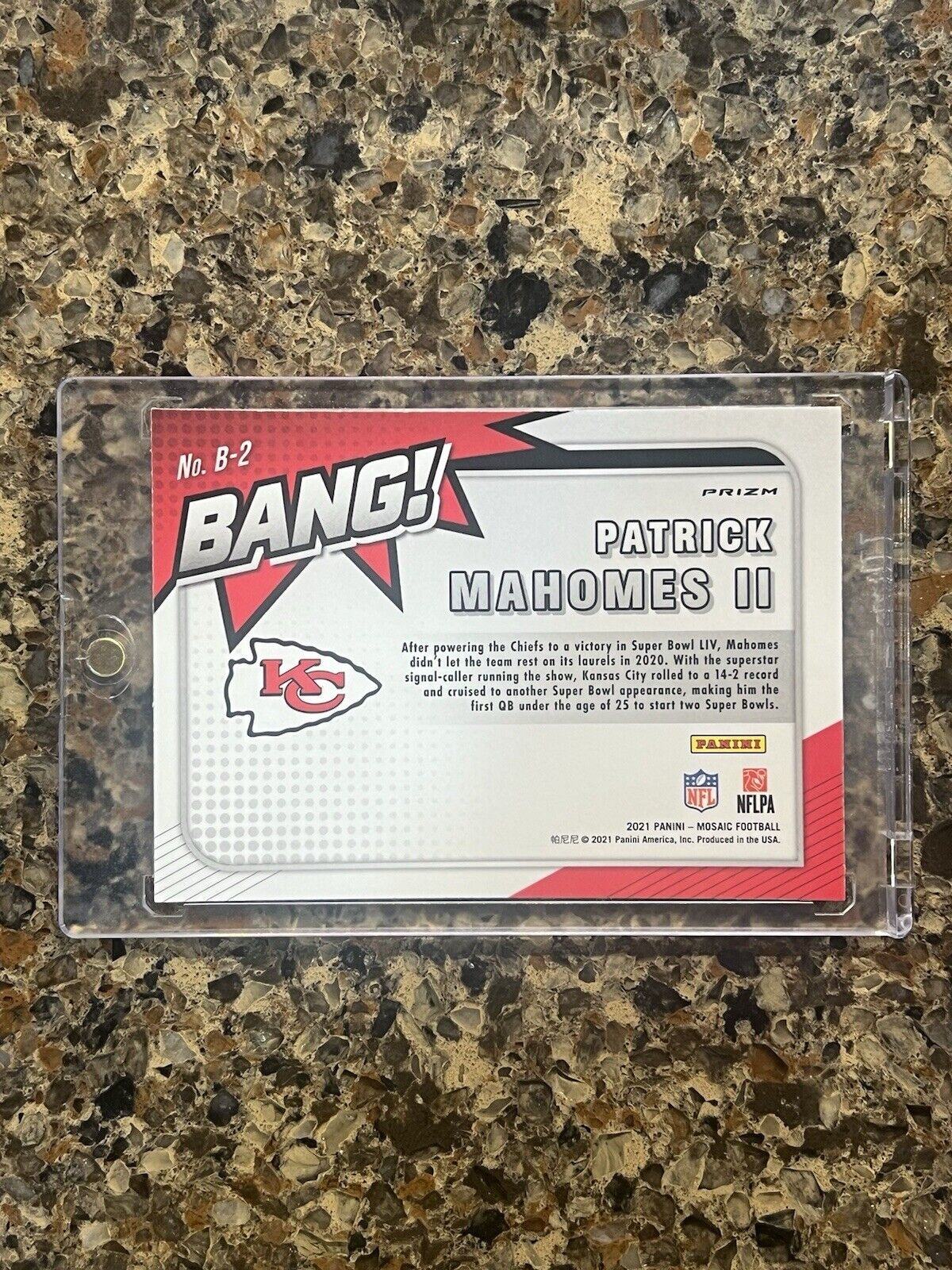 Patrick Mahomes II 2021 Panini Mosaic BANG! Silver Prizm Refractor Rare Gem Mint