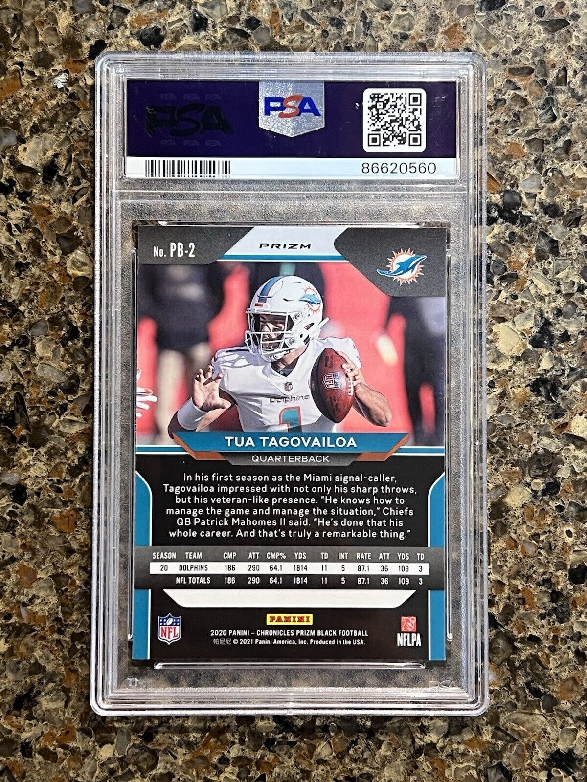 Tua Tagovailoa RC 2020 Panini Chronicles Prizm Black Silver Gem Mint PSA 10