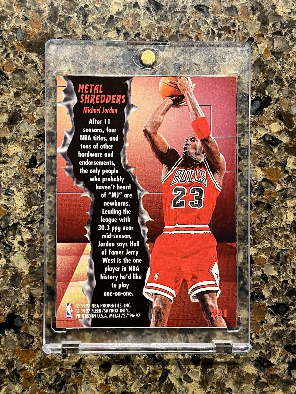 Michael Jordan 1996-97 SkyBox Fleer Metal Blue Metal Shredders Chicago Bulls HOF