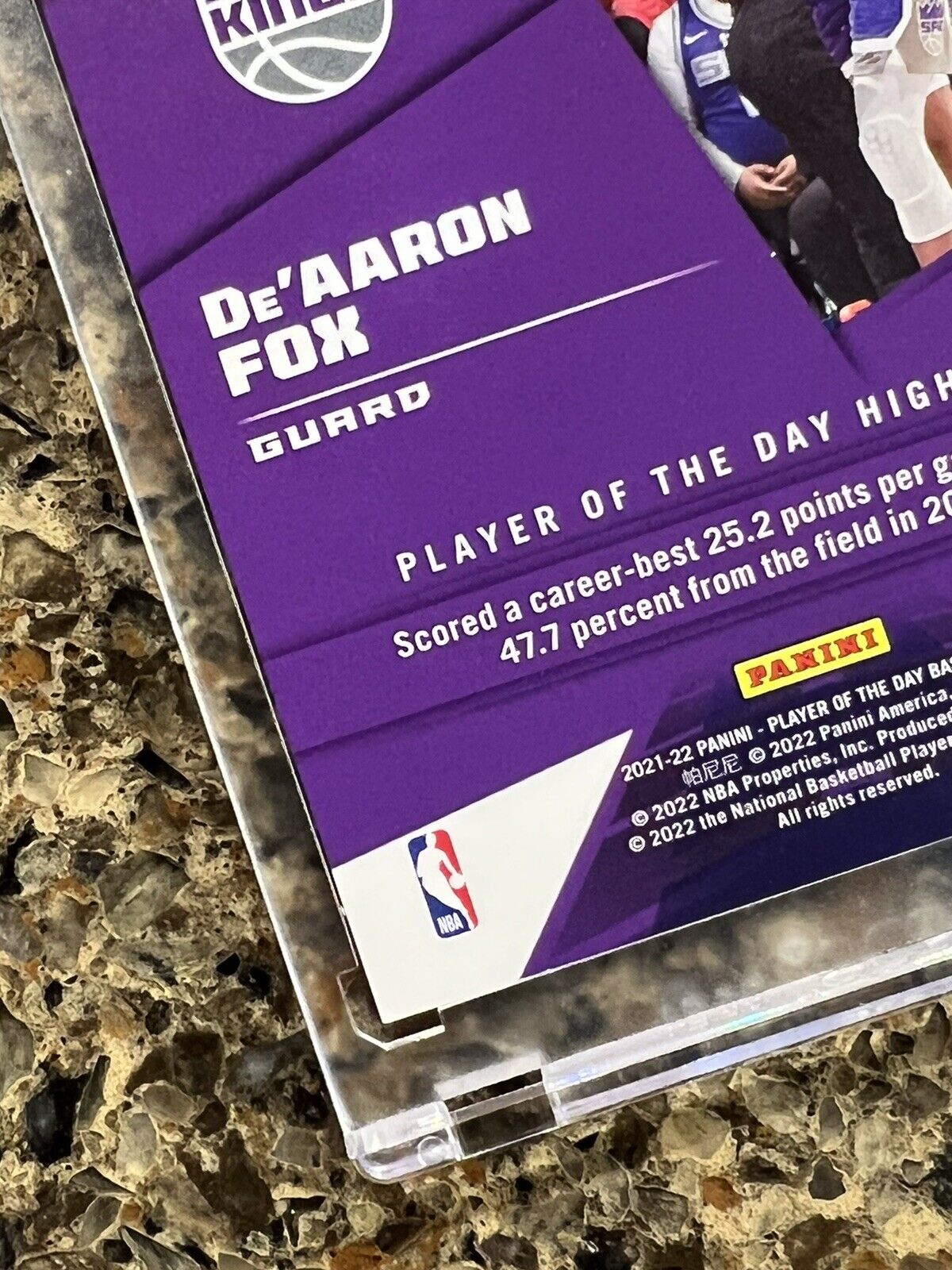 De’Aaron Fox 2021 NBA Panini Player of The Day KABOOM 96/99 Rare Gem Mint SSP