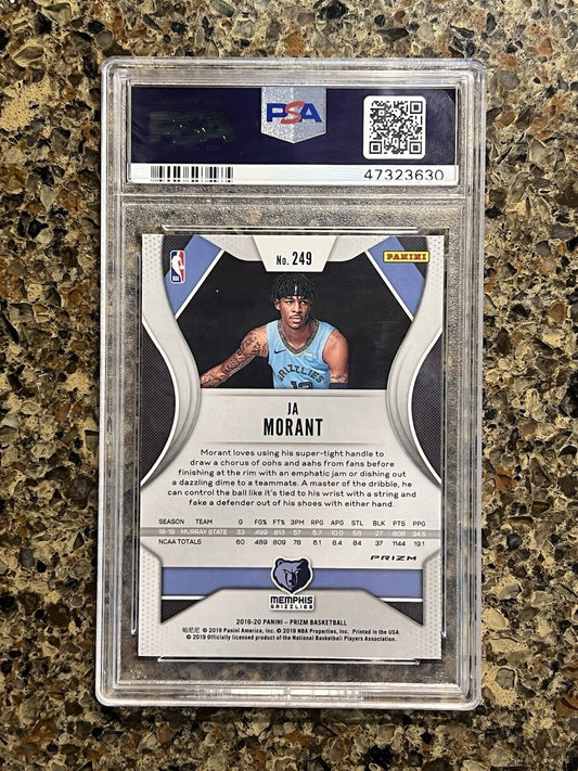 2019 PANINI PRIZM - JA MORANT (RC) - RED/WHITE/BLUE PRIZM - GEM MINT PSA 10