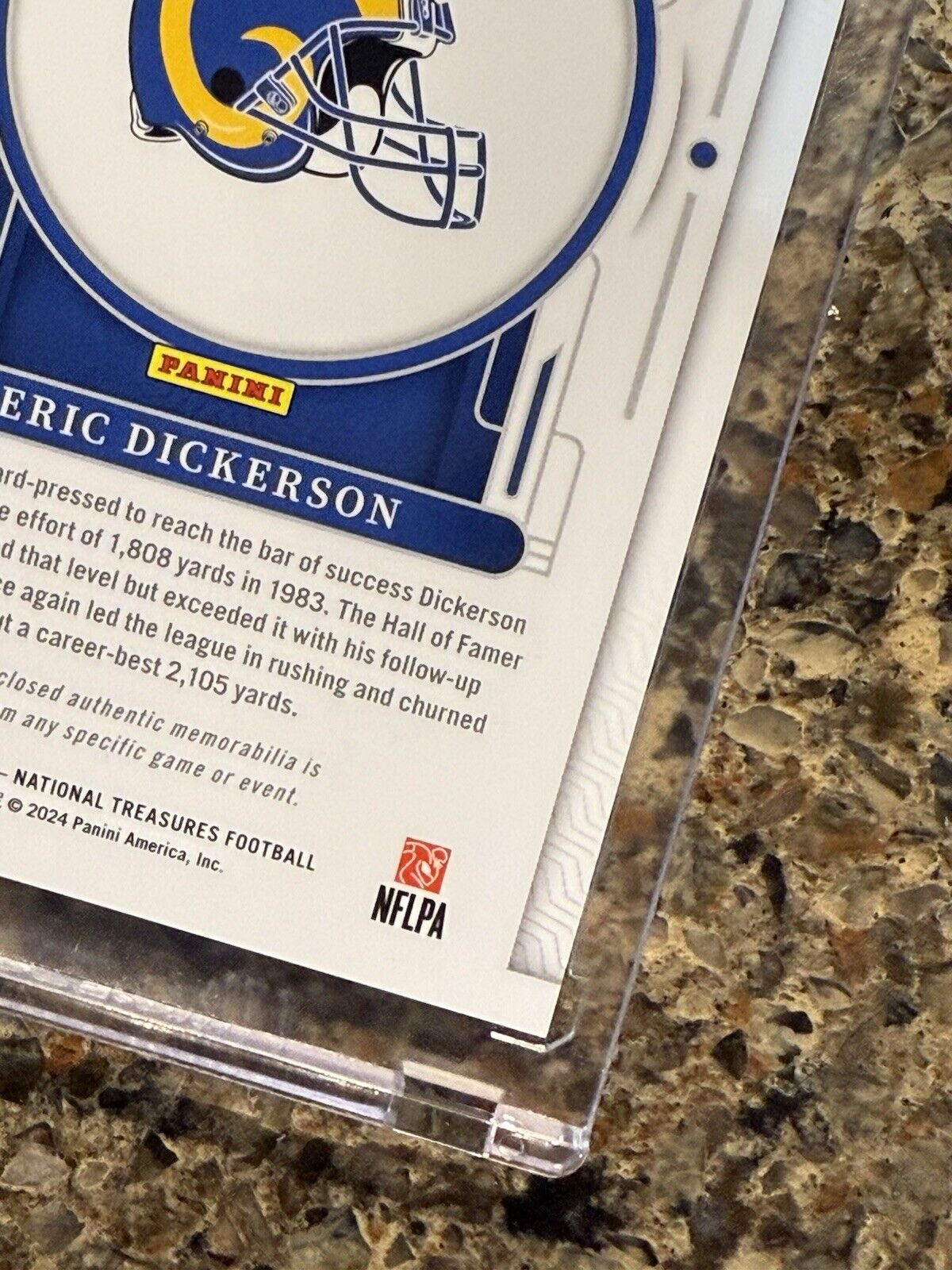 Eric Dickerson 2023 National Treasures Framed Fabric Jumbo 2 COLOR Patch #06/25