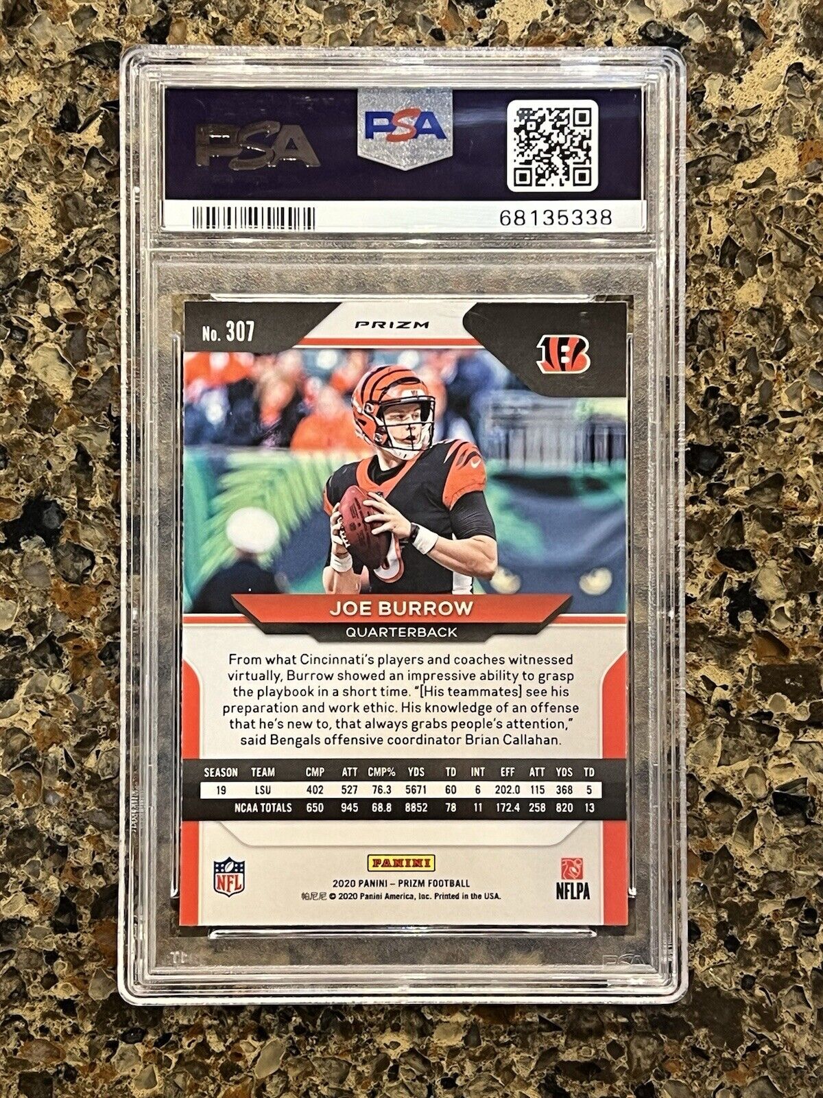 Joe Burrow RC 2020 Panini Prizm SP - No Huddle Prizm Variation PSA 9 Mint Rookie