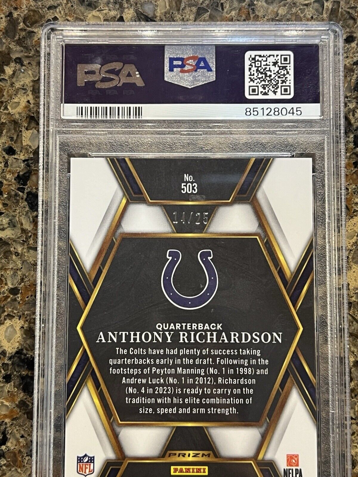 2022 Panini Select ANTHONY RICHARDSON #14/25 Tie-Dye Prizm Rookie XRC GEM PSA 10