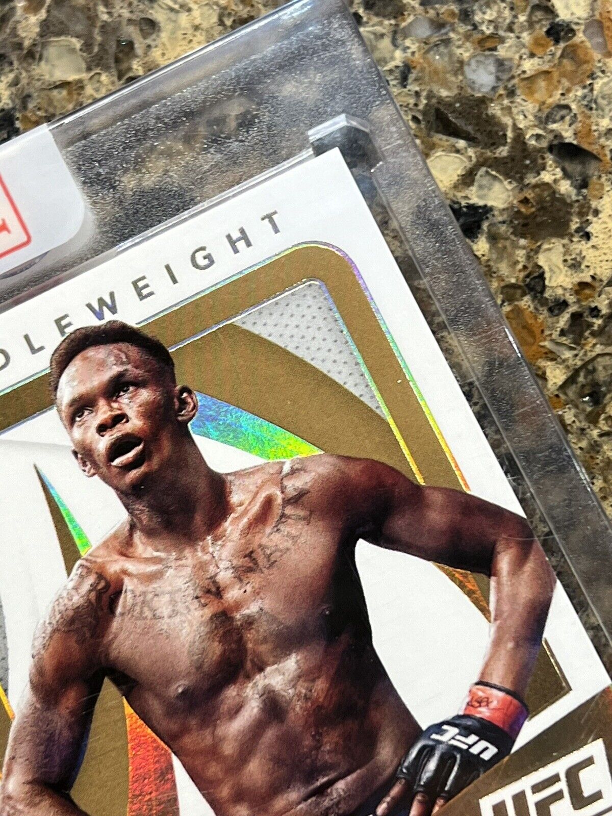 Israel Adesanya 2021 Panini Immaculate UFC Marks Greatness 24/48 Gold Autograph