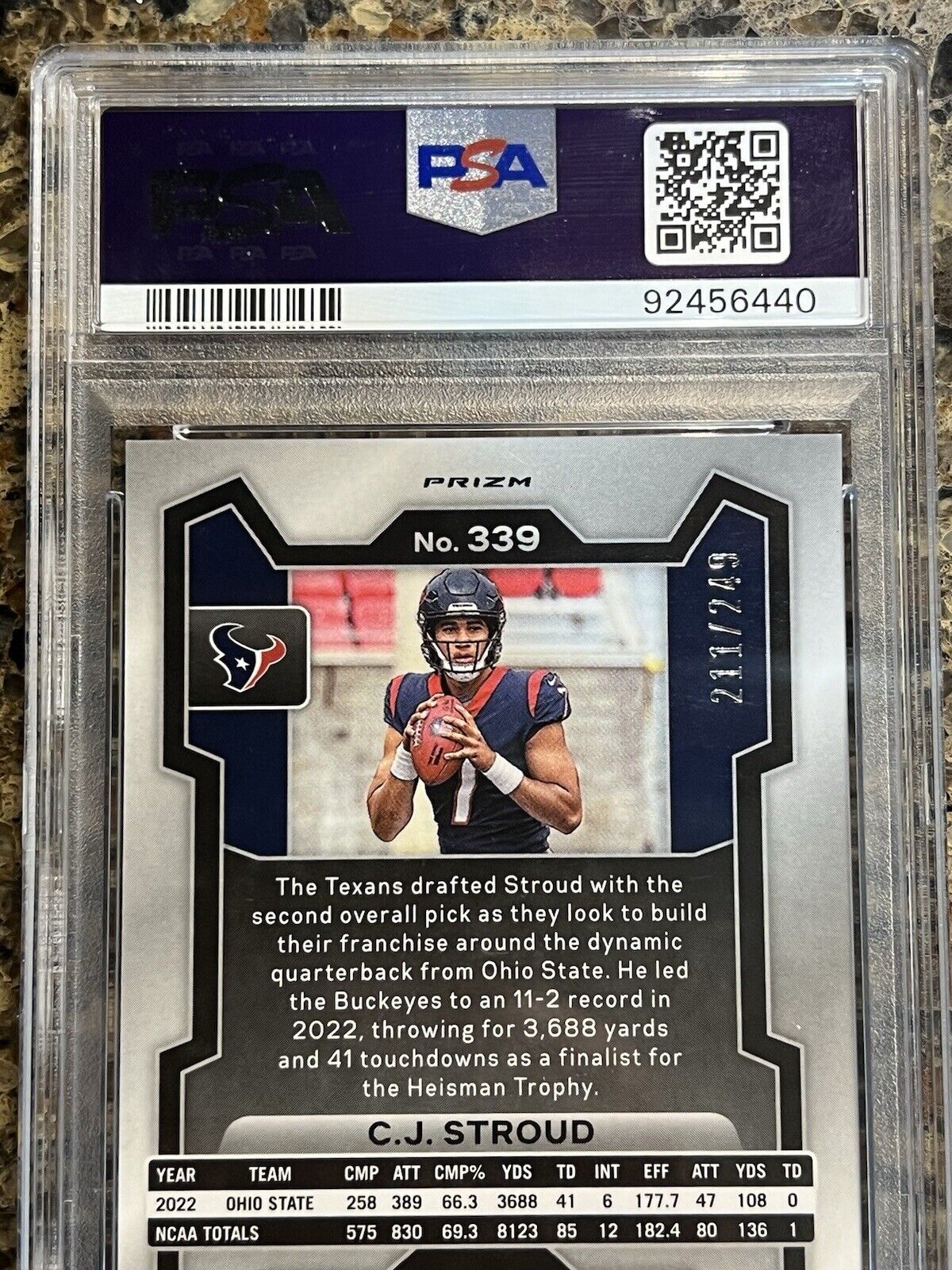 2023 Panini Prizm CJ Stroud Orange #211/249 RC #339 Texans Rookie PSA 9 🔥📈