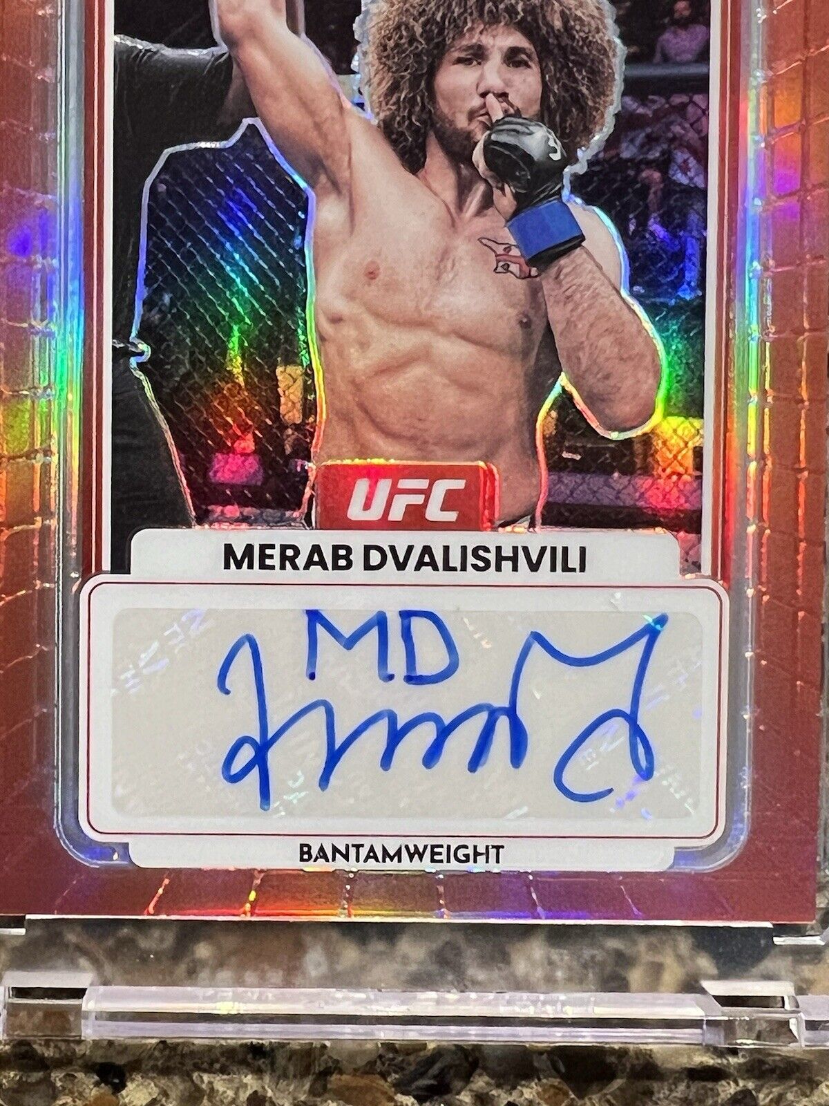 2023 Panini Donruss Optic UFC Merab Dvalishvili Auto Opti-Graphs Red Prizm #/199