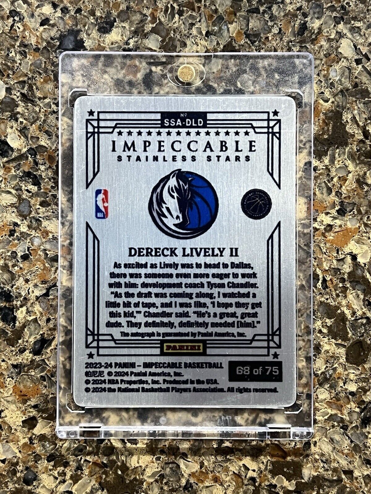 2023-24 Impeccable Dereck Lively II Stainless Stars Rookie On-Card Autograph /75