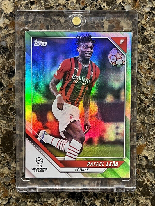 Rafael Leao RC 2021 Topps Chrome Green Refractor 71/199 SSP UEFA UCL Rookie Mint